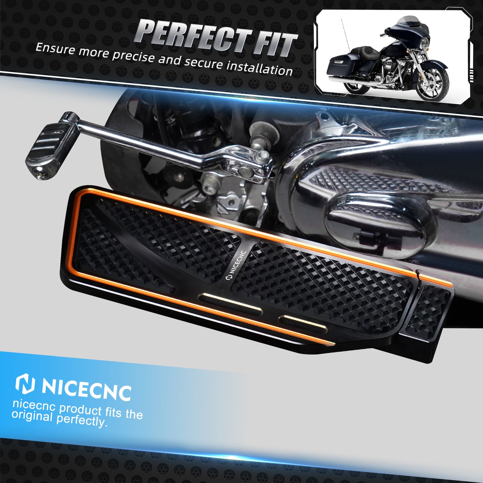 Enlarged Rider Insert Footboards Floorboards For Harley Road King Street Glide Ultra Limited