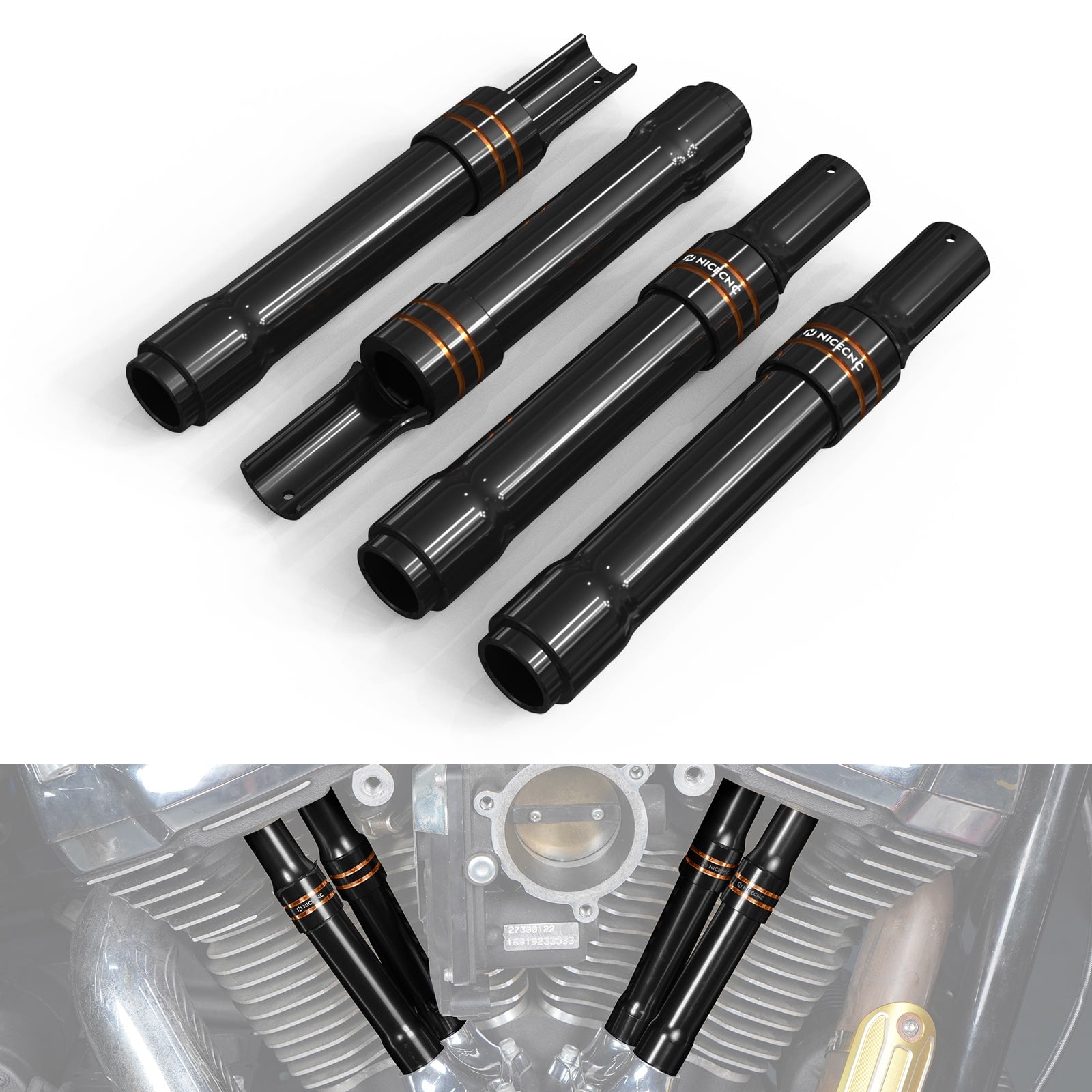 Tappet Housings Pushrod Tube Covers For Harley Road King Electra Street Glide