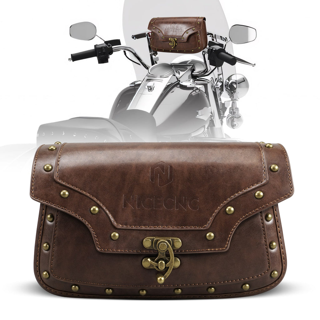 DL Black Leather Windshield Bag With Fringe – Fits Harley Models (2000-2023) – Front Mount, UDD66