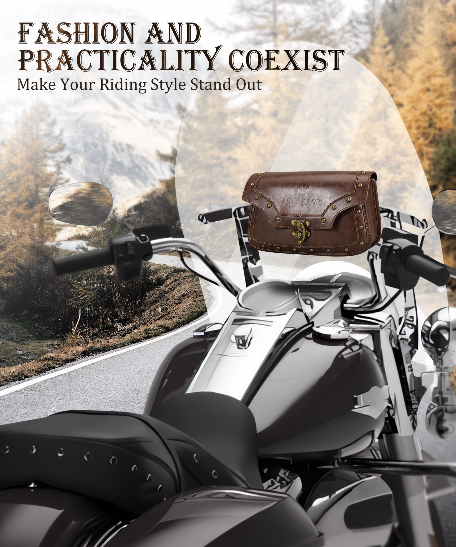 Motorcycle Windshield Bag Vintage Crocodile Texture PU Leather For Harley Davidson Road King 1995-2024 Softail
