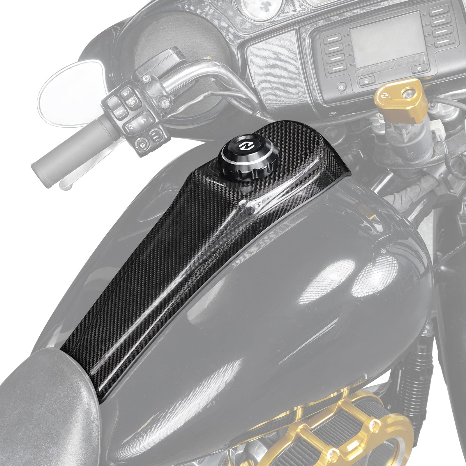 Harley Road Street Glide Gas Cap Carbon Fiber Dash Insert Panel