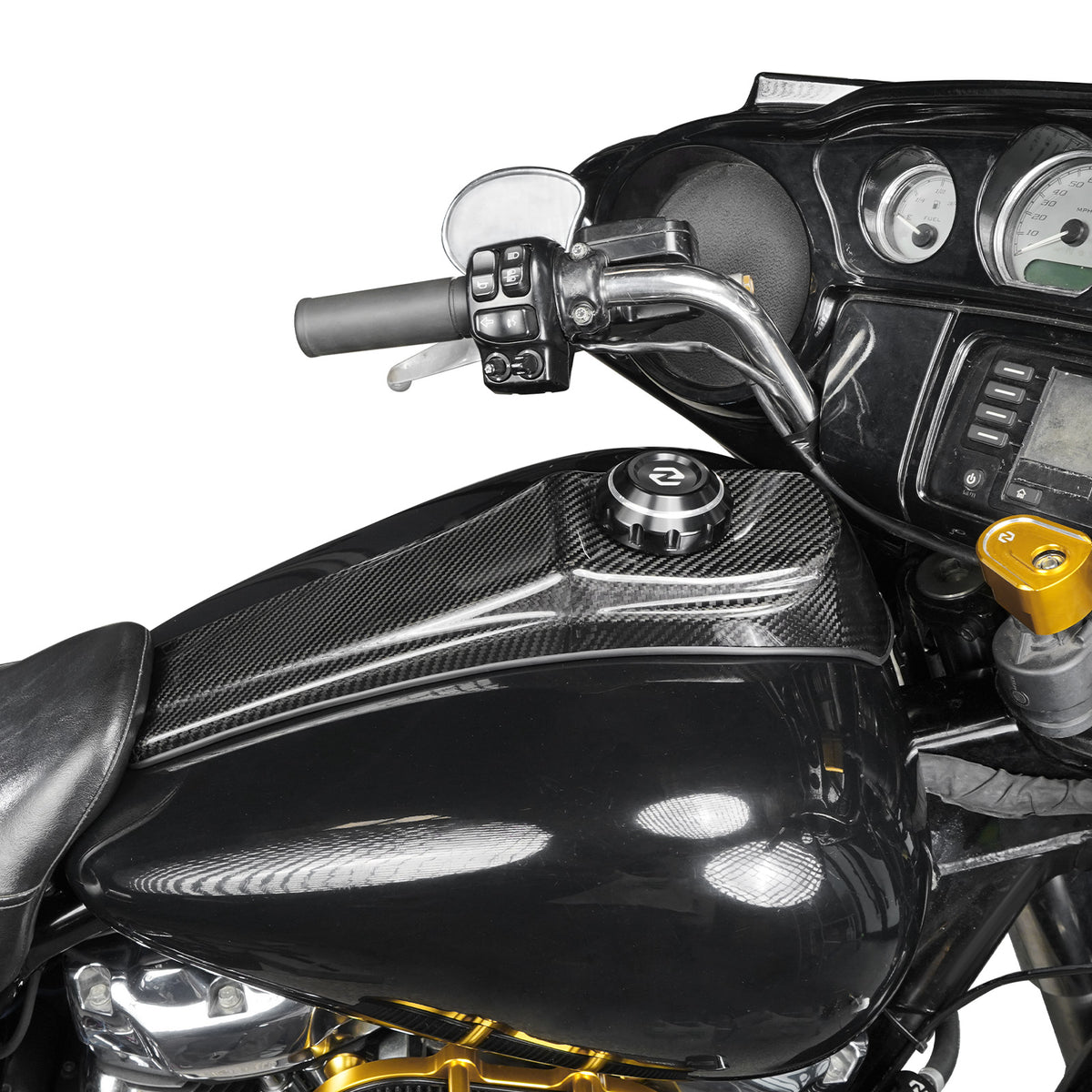 Harley Road Street Glide Gas Cap Carbon Fiber Dash Insert Panel