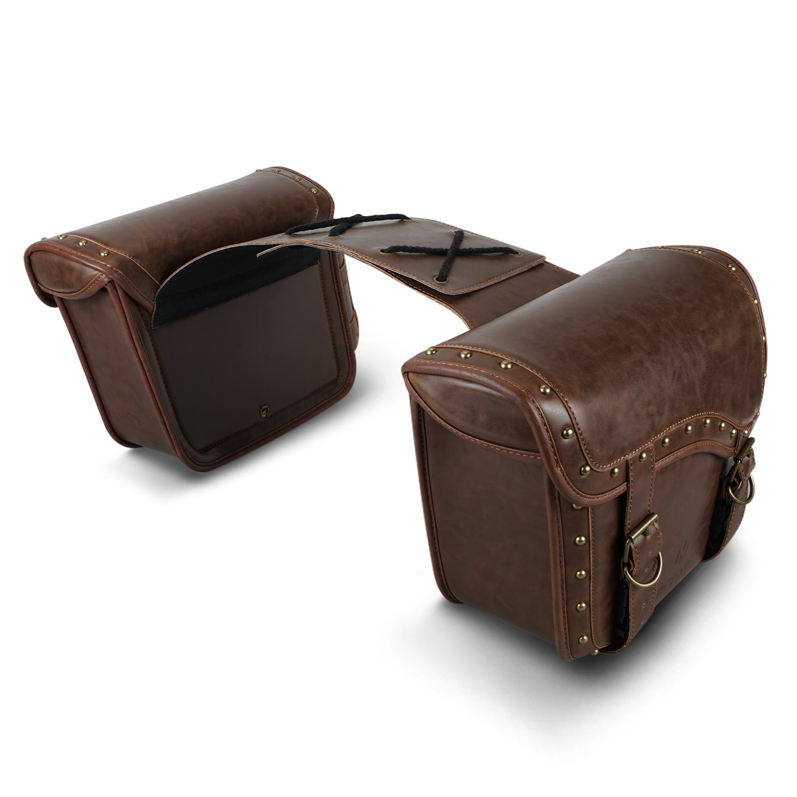 Saddle Bags PU leather Reinforced Straps & Saddle Piece with Cup Holder