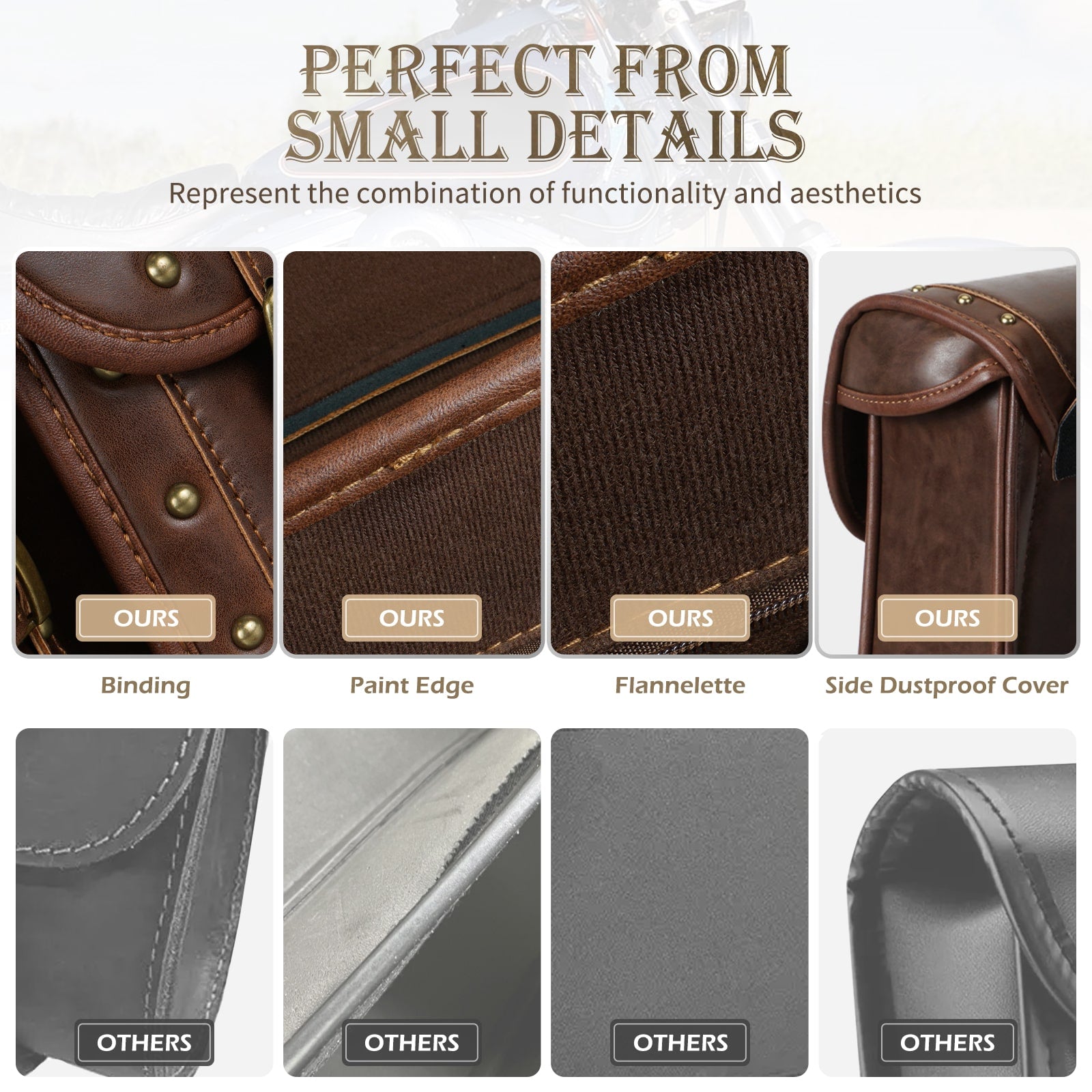 Saddle Bags PU leather Reinforced Straps & Saddle Piece with Cup Holder