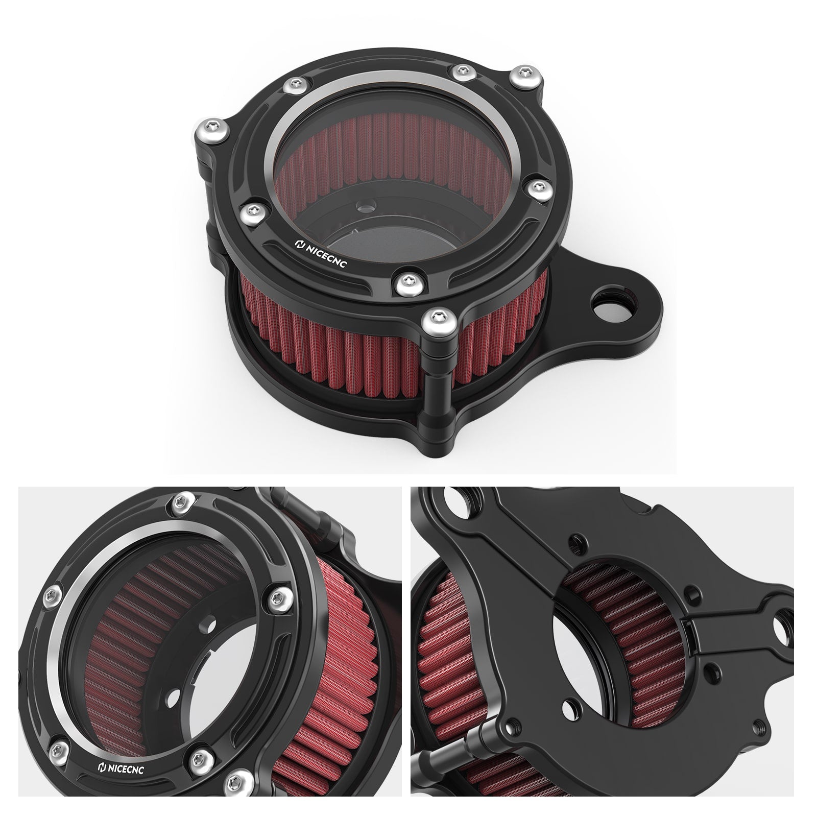 Full Clear Air Cleaner Intake Filter Kit For Harley Sportster 1200 Iron 883 Forty Eight XL