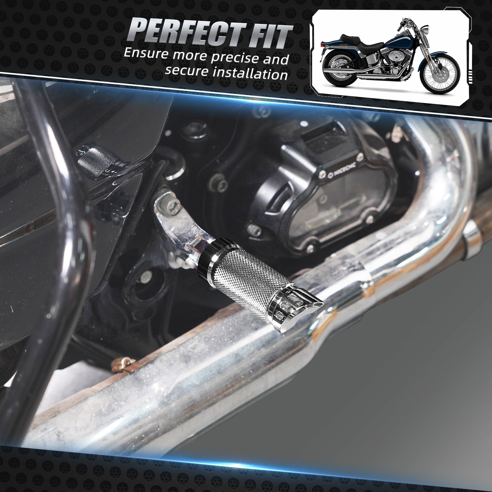 Chromed Chrome-Plating Passenger Footpegs Pedals For Harley Road King Street Glide