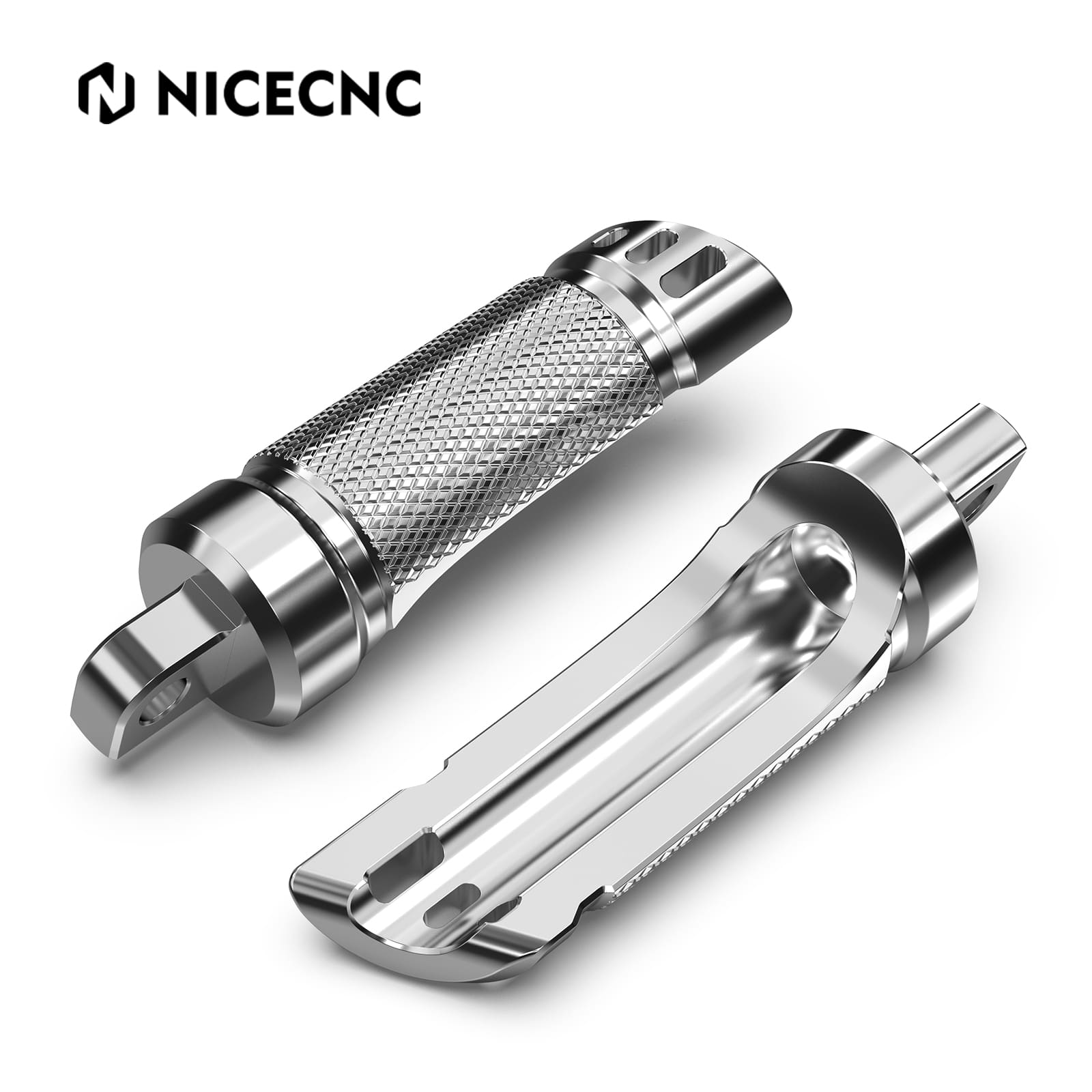 Chromed Chrome-Plating Passenger Footpegs Pedals For Harley Road King Street Glide
