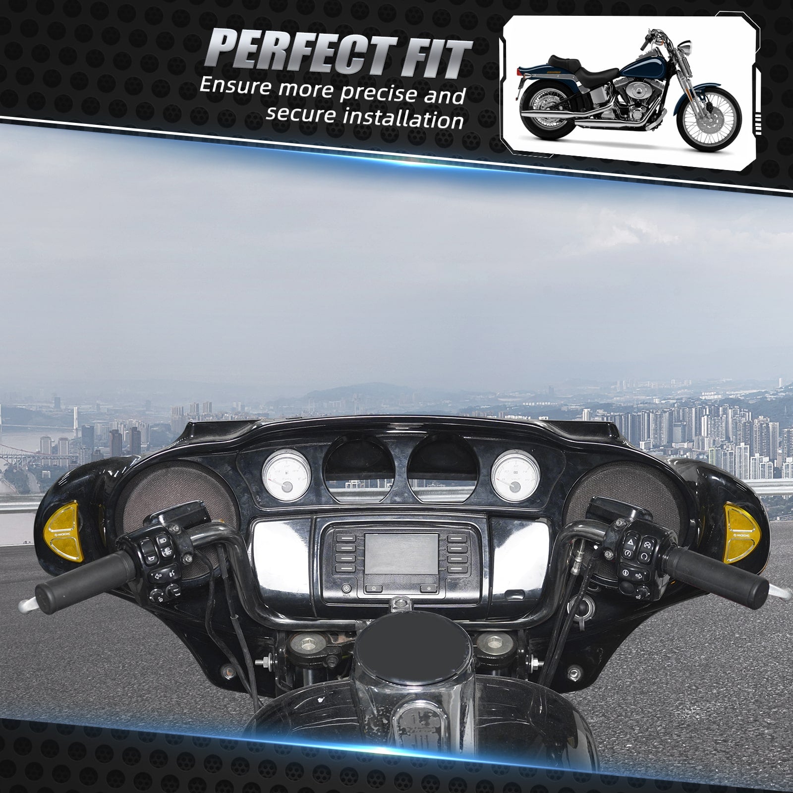 TCMT Batwing Fairing Air Duct Inlet Vent For Harley Street Glide FLHX (2014-2023) – Black, Pre-Drilled