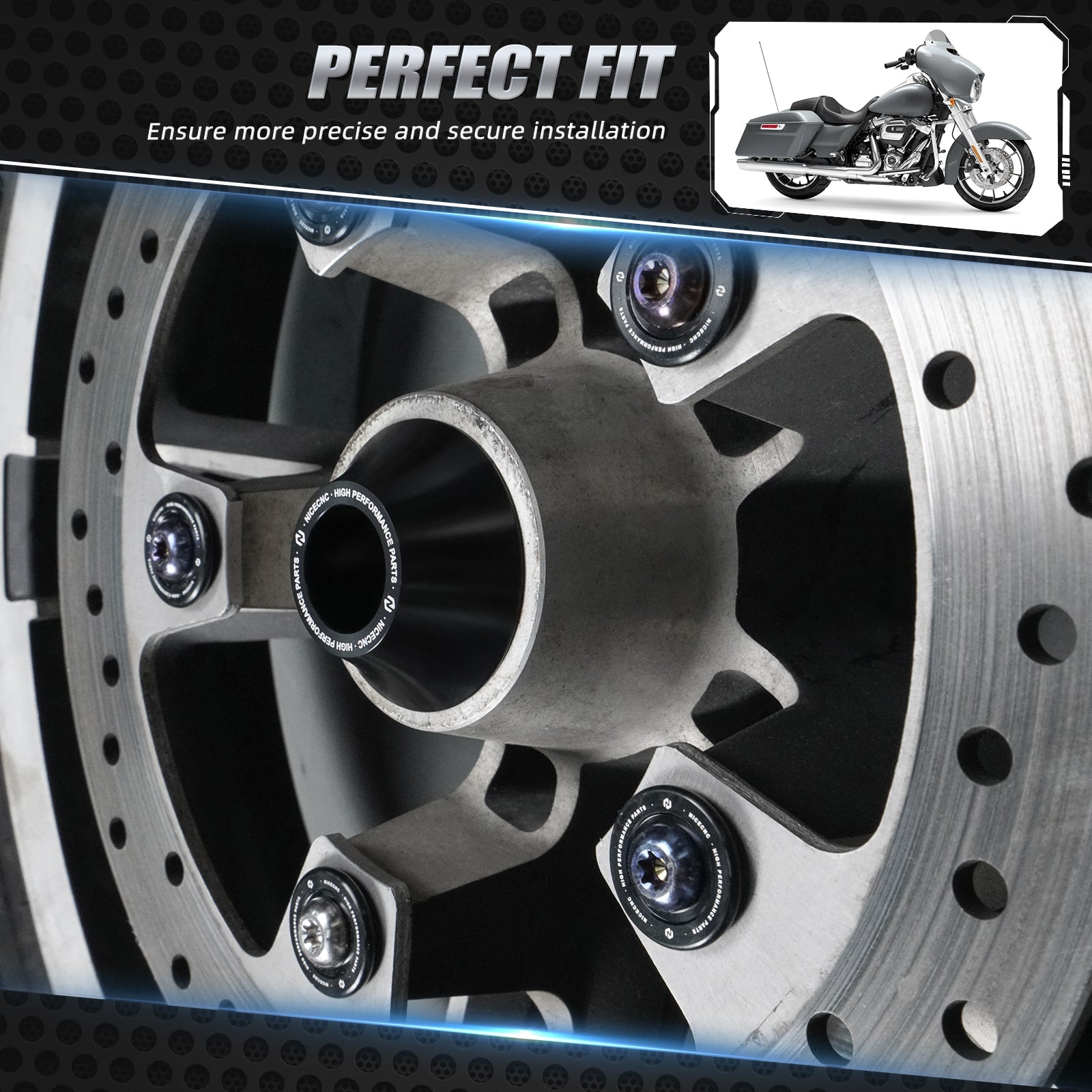 Tapered Front Wheel Spacers Kit For Harley Davidson 2008-later Touring Models without ABS Brakes