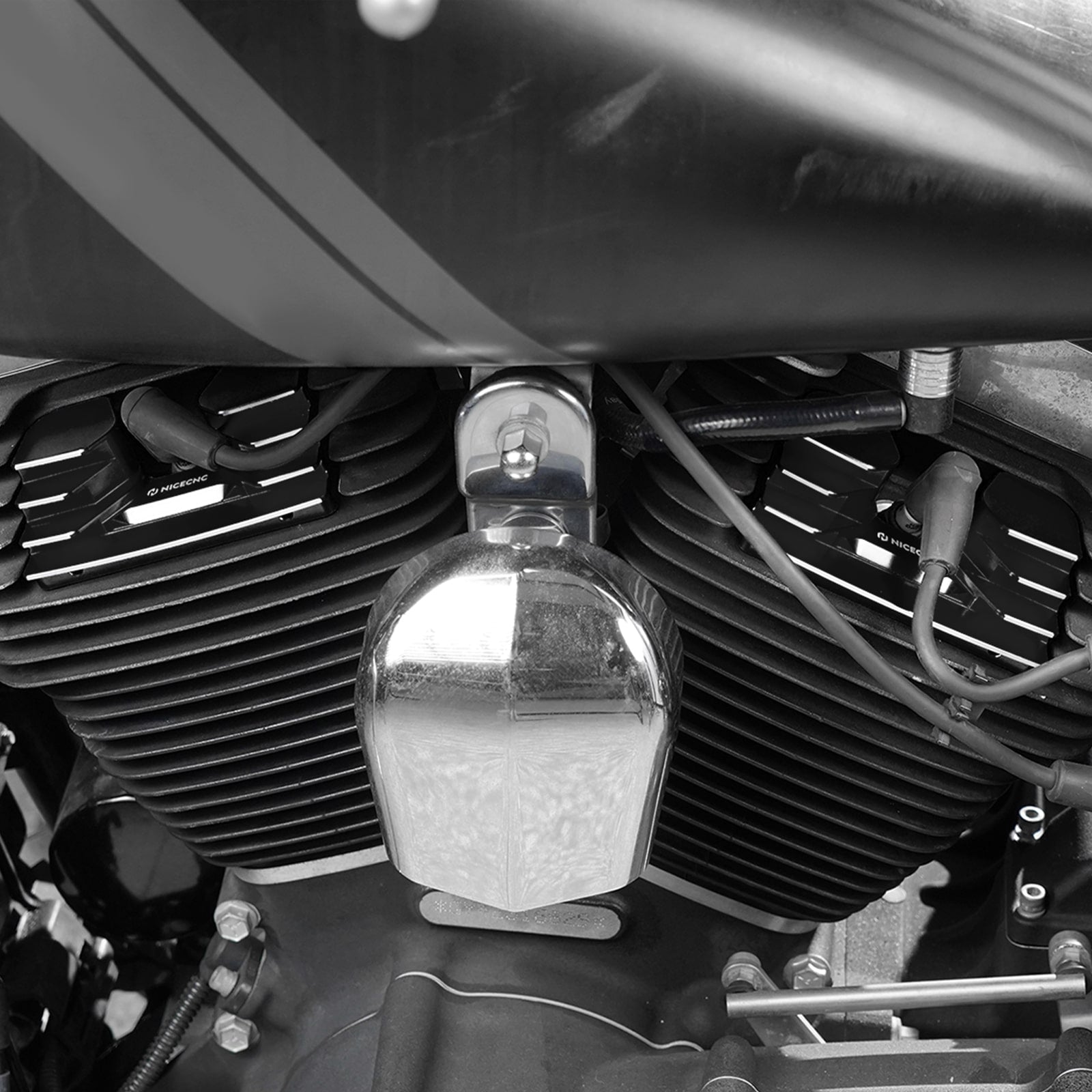 Finned Spark Plug Head Bolt Covers For Harley Twin Cam Dyna Low Rider Street Bob Fat Bob