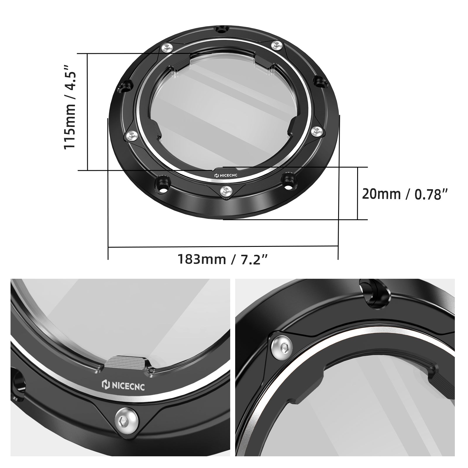 Transparent Twin Cam Derby Cover For Harley Street Glide 06-15 Road King 99-14 Dyna 99-17