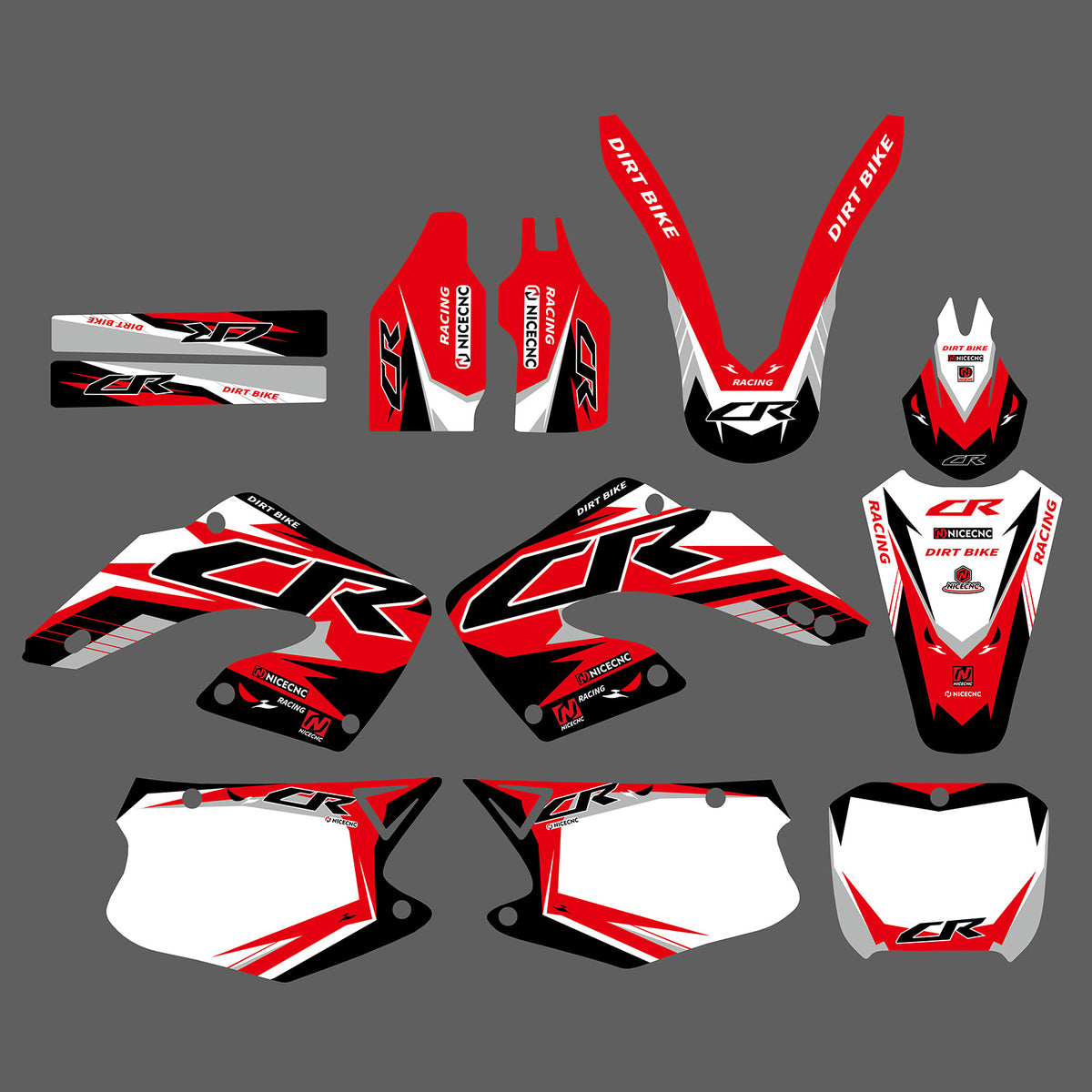 Honda CR125 CR250 Carbon Look Fork Guard Graphics Kit – Adhesive Decals/Stickers (1990-2003, Red/Black)