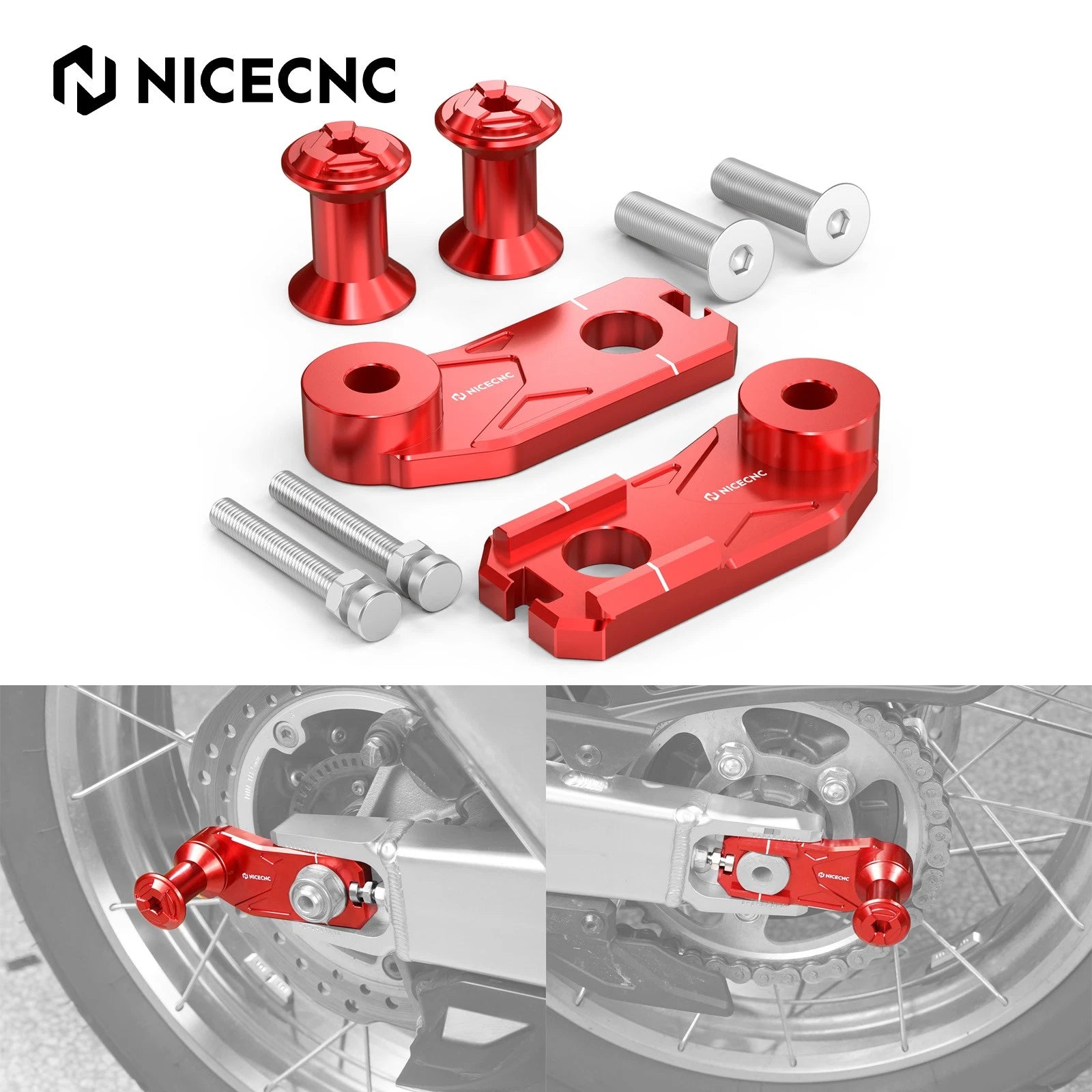 Rear Axle Blocks Chain Tensioner Adjuster w/Stand Hook For Honda CRF1100L Africa Twin