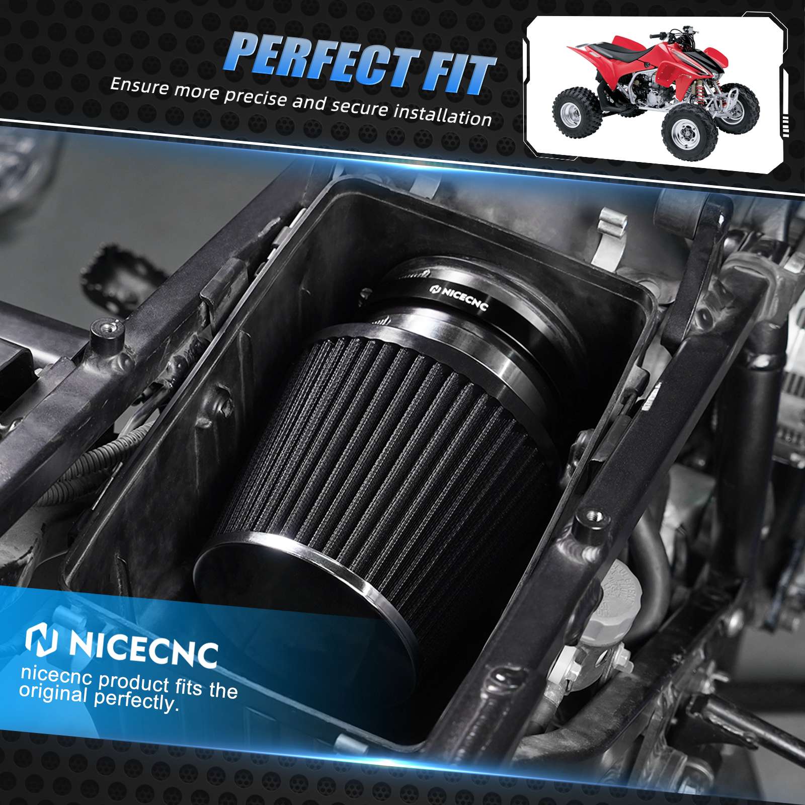 High-Flow Air Filter Intake Cleaner Airbox Lid Cover Kit For Honda TRX450 R / ER