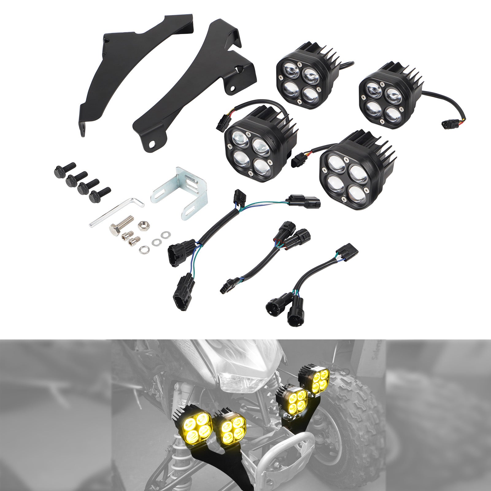 LED 100W Front Headlight Work Lights W/Bracket Kit For Honda TRX 450 R / ER
