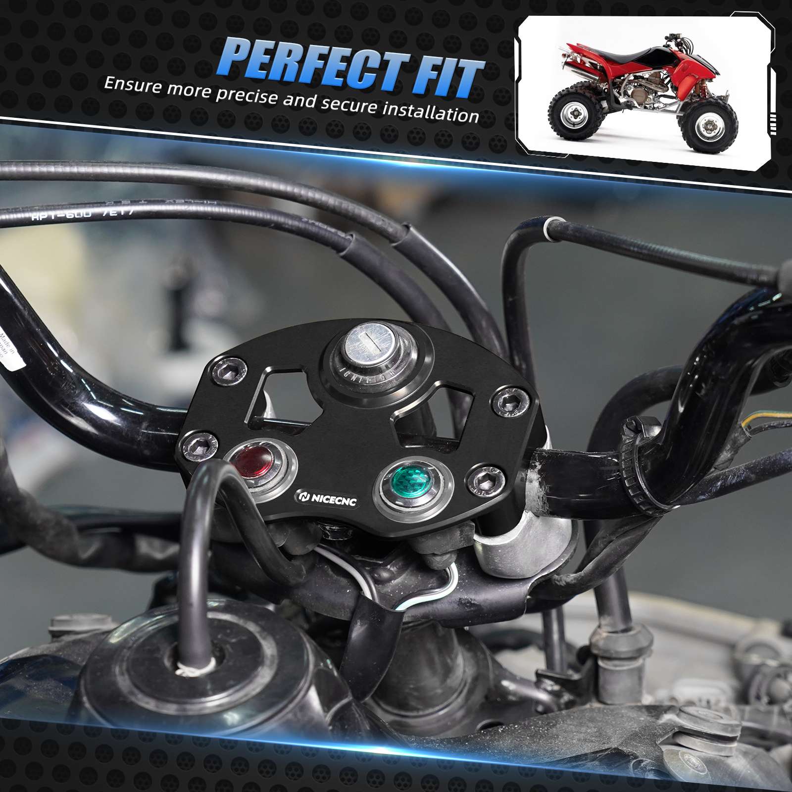 Throttle Guard + Key Switch Indicator Light Handlebar Mount For Honda TRX 450 R / ER
