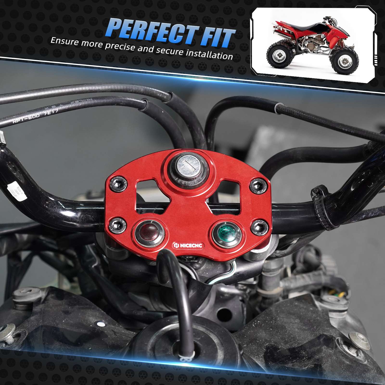 Throttle Guard + Key Switch Indicator Light Handlebar Mount For Honda TRX 450 R / ER
