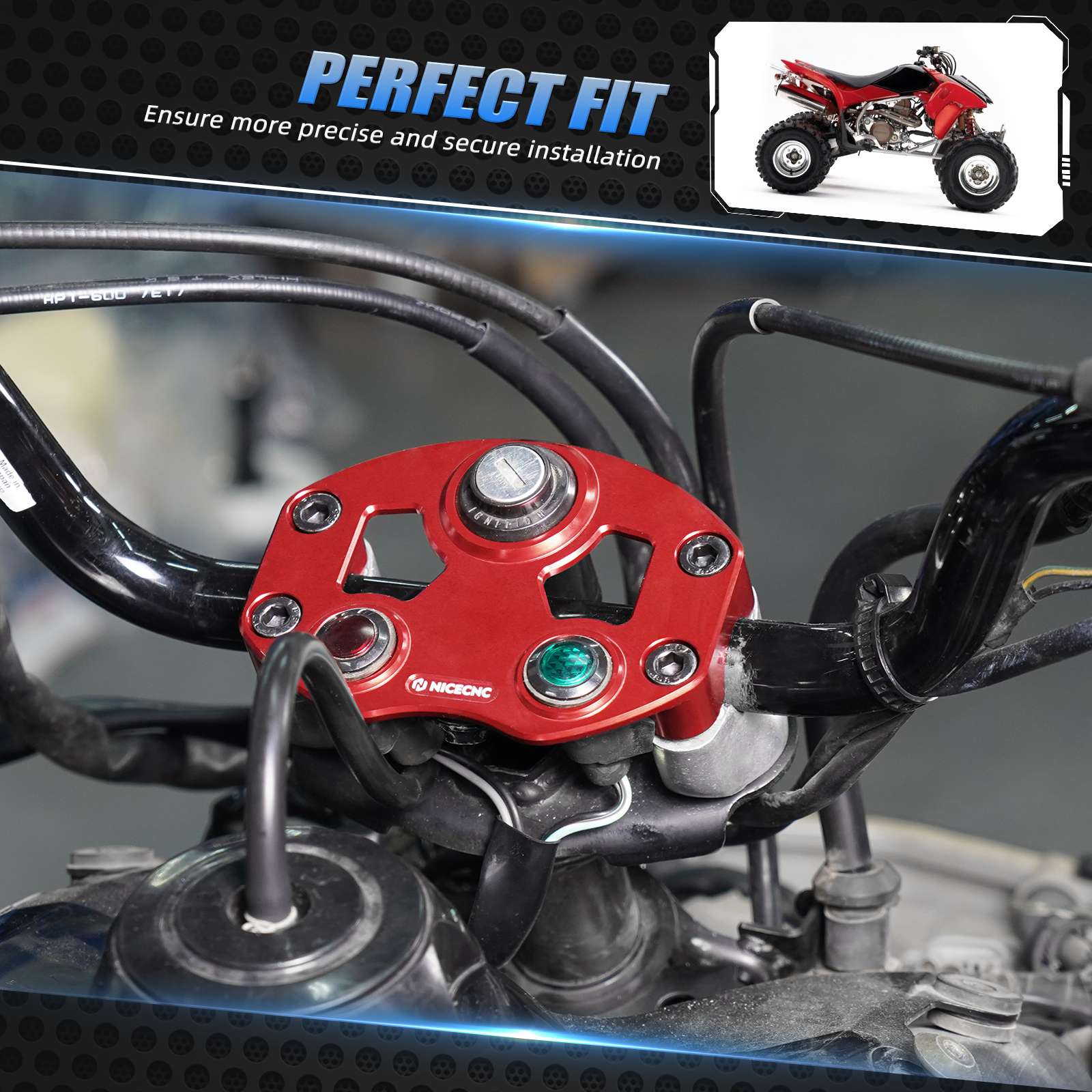 Throttle Guard + Key Switch Indicator Light Handlebar Mount For Honda TRX 450 R / ER