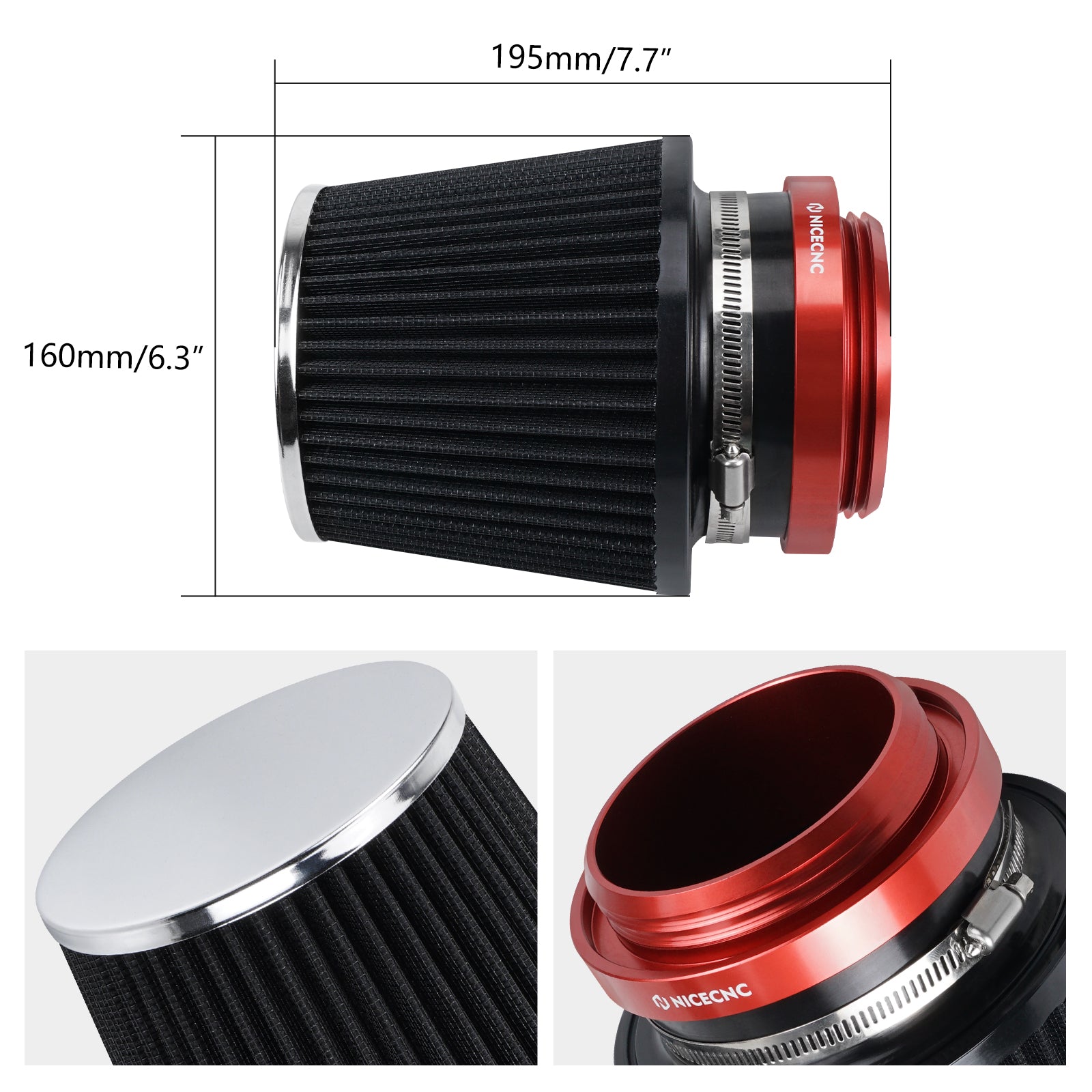 High-Flow Air Filter Intake Cleaner w/Adapter Kit For Honda TRX450R TRX450ER