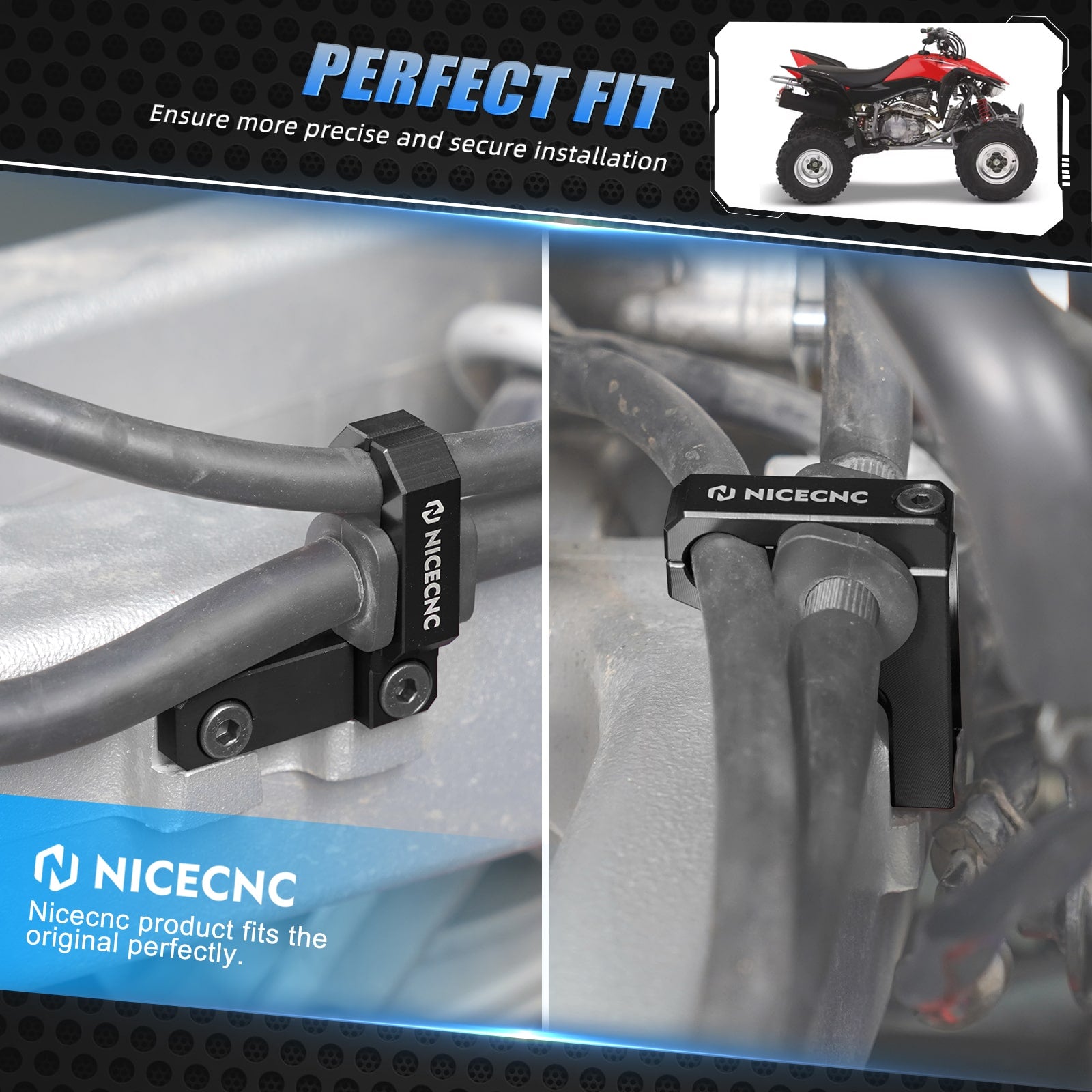 Pair ATV Rear Dual Size Brake Line Clamps Detachable For Honda TRX450R TRX450ER