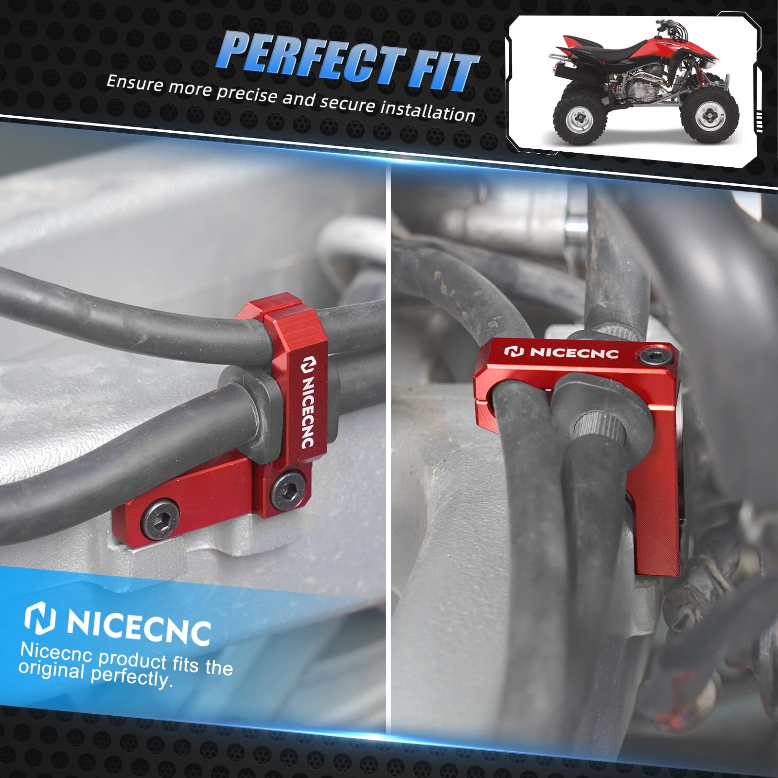 Pair ATV Rear Dual Size Brake Line Clamps Detachable For Honda TRX450R TRX450ER