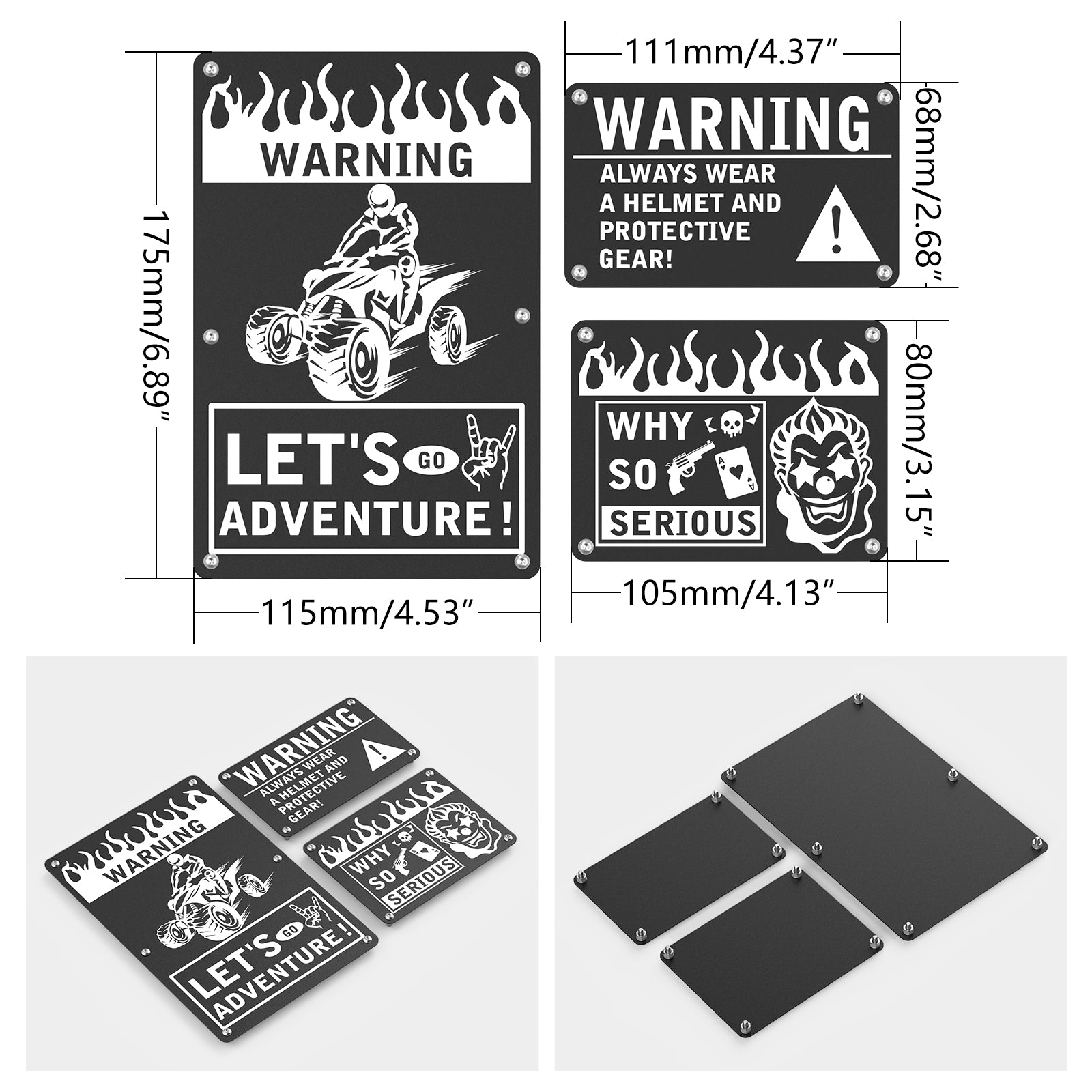ATV Fender Warning Tags Sticker Badges Plates For Honda TRX450R TRX450ER