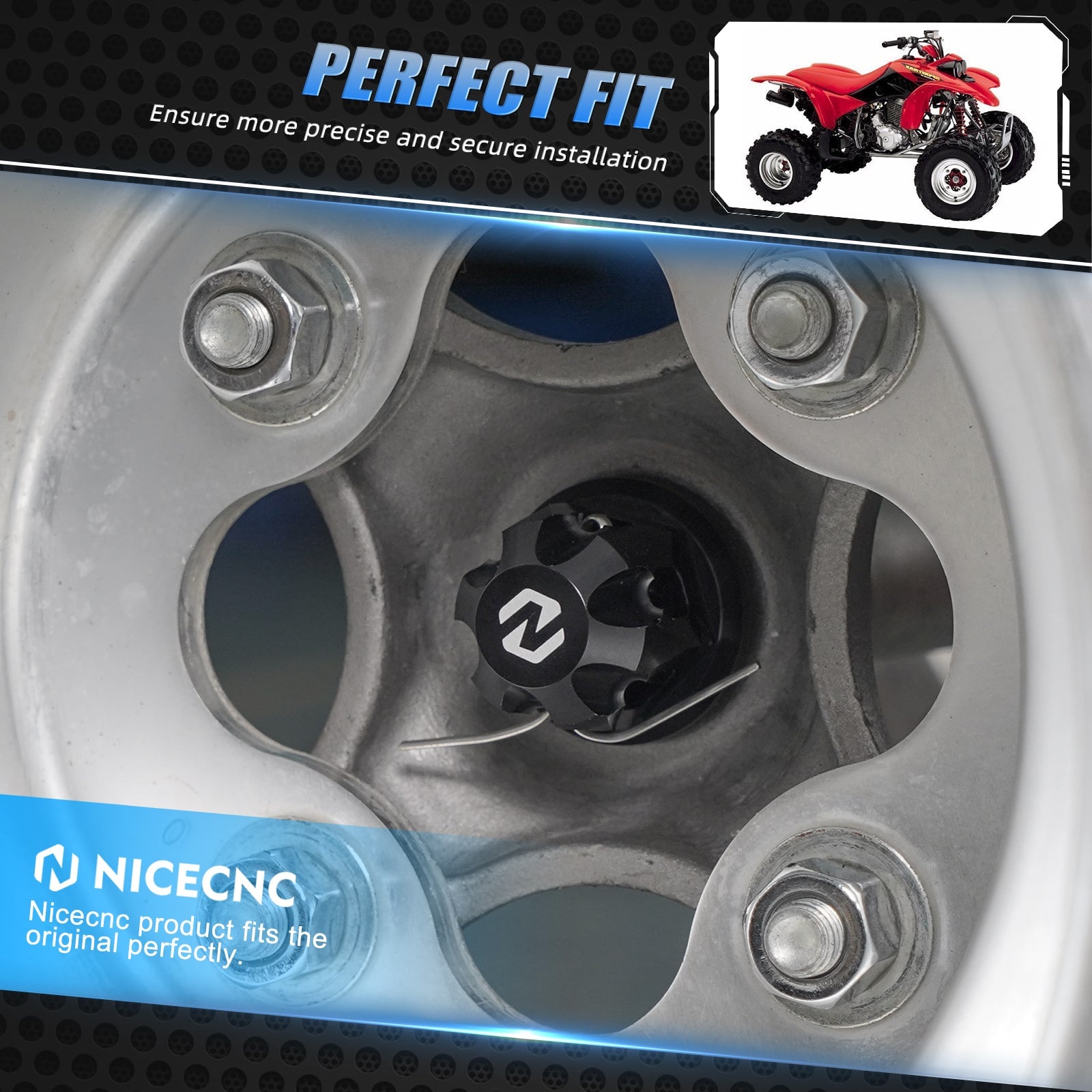 Front + Rear Wheel Axle Nuts Kit For Honda TRX450R TRX450ER  TRX400X TRX300X TRX250X