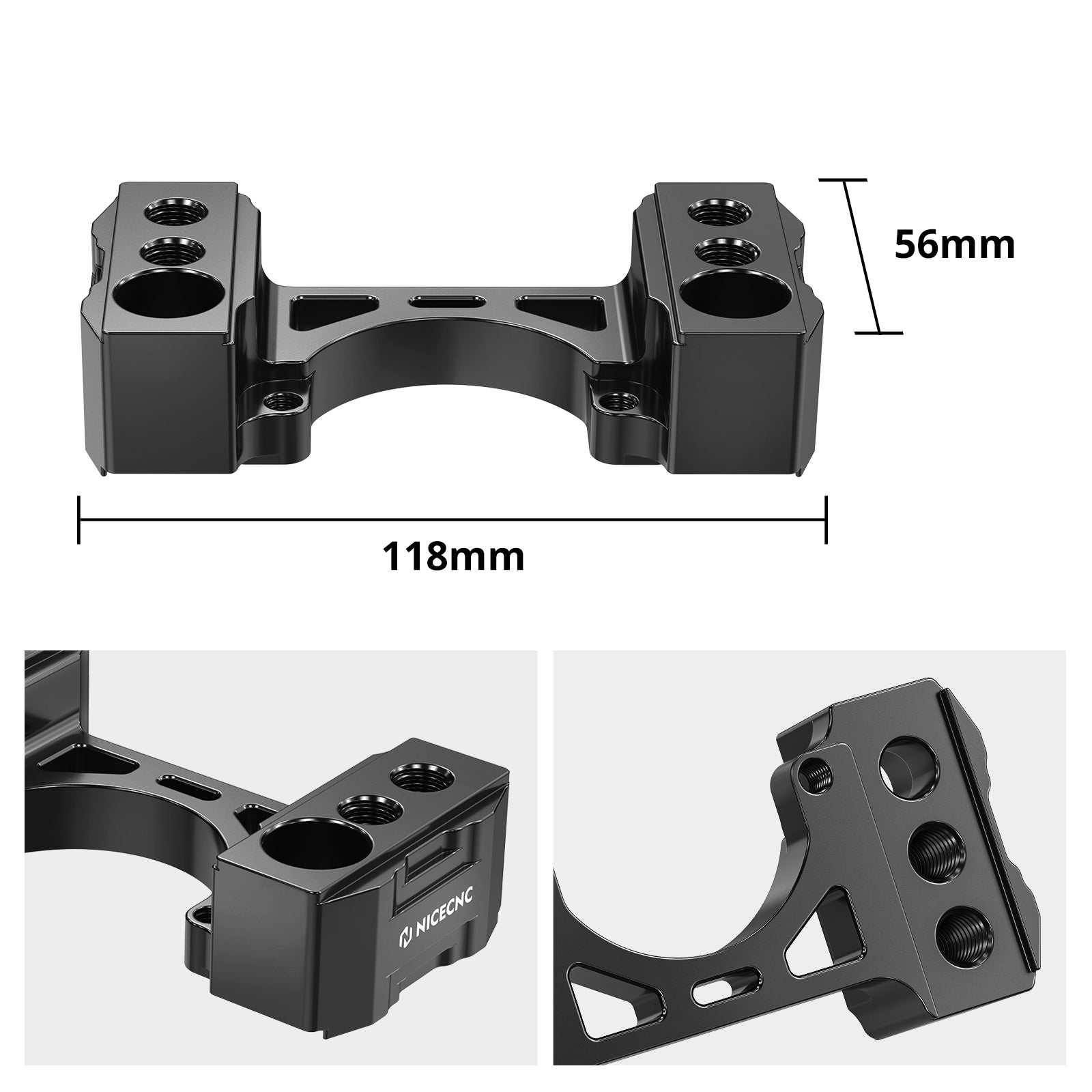 JXR Handlebar Risers For Husqvarna TE/FE 125-450 – Black Bar Mounts