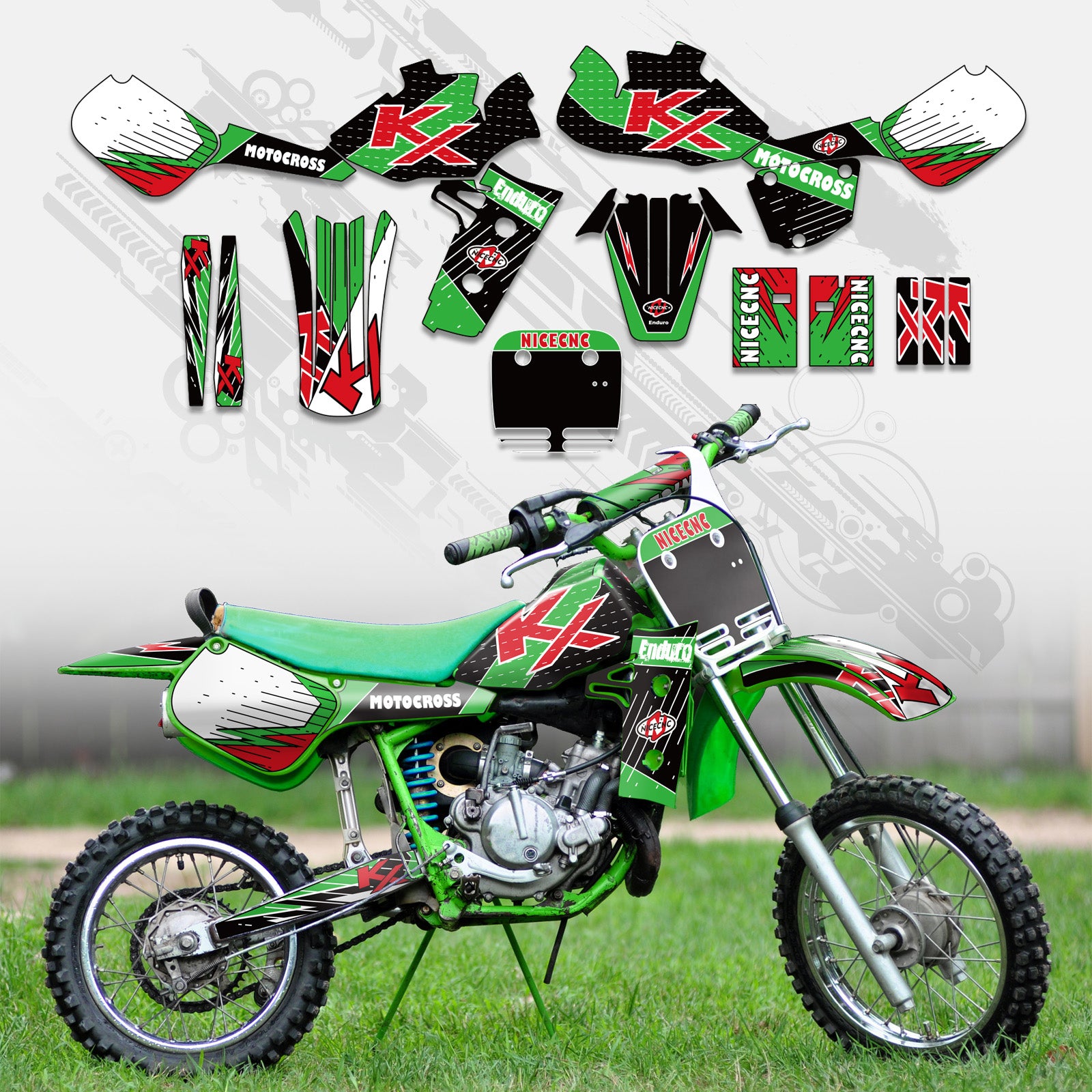 Motorcycle Full Graphics Decals Stickers Kit For KAWASAKI KX60 1985-20