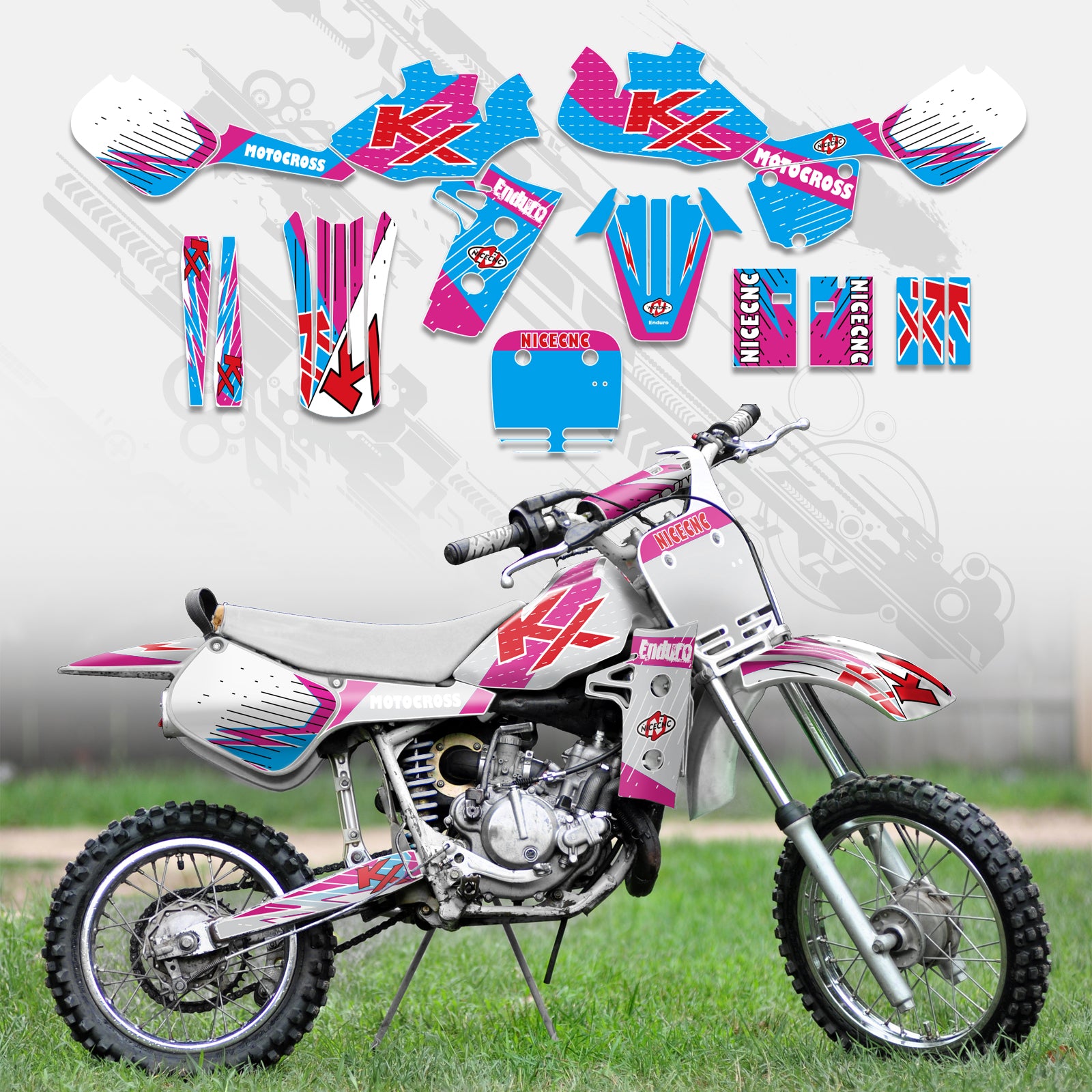 Motorcycle Full Graphics Decals Stickers Kit For KAWASAKI KX60 1985-2004