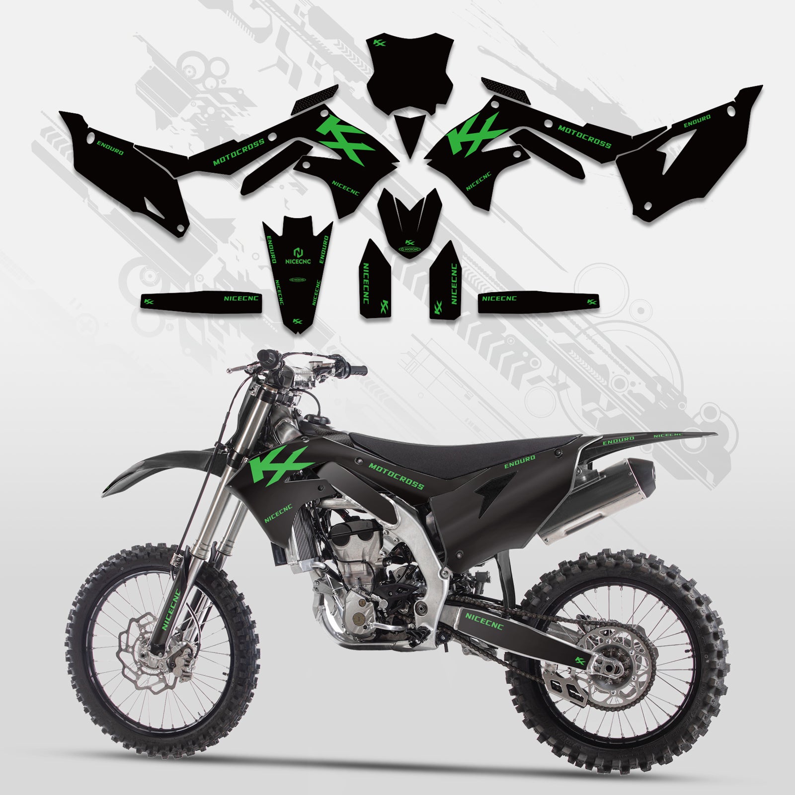 Motorcycle Full Graphics Decals Stickers Kit For Kawasaki KXF250 21-23 KX450F 19-23