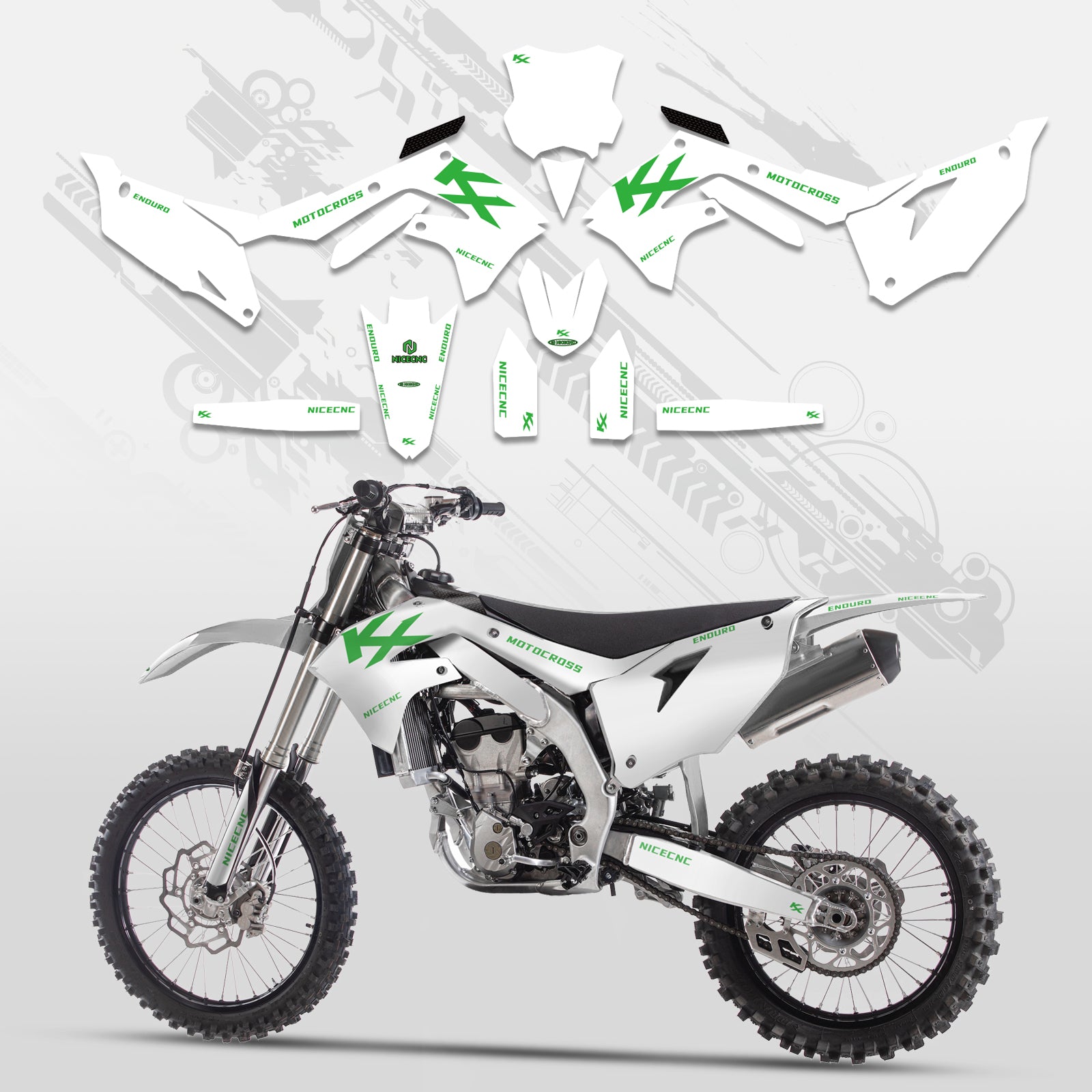 Motorcycle Full Graphics Decals Stickers Kit For Kawasaki KXF250 21-23 KX450F 19-23