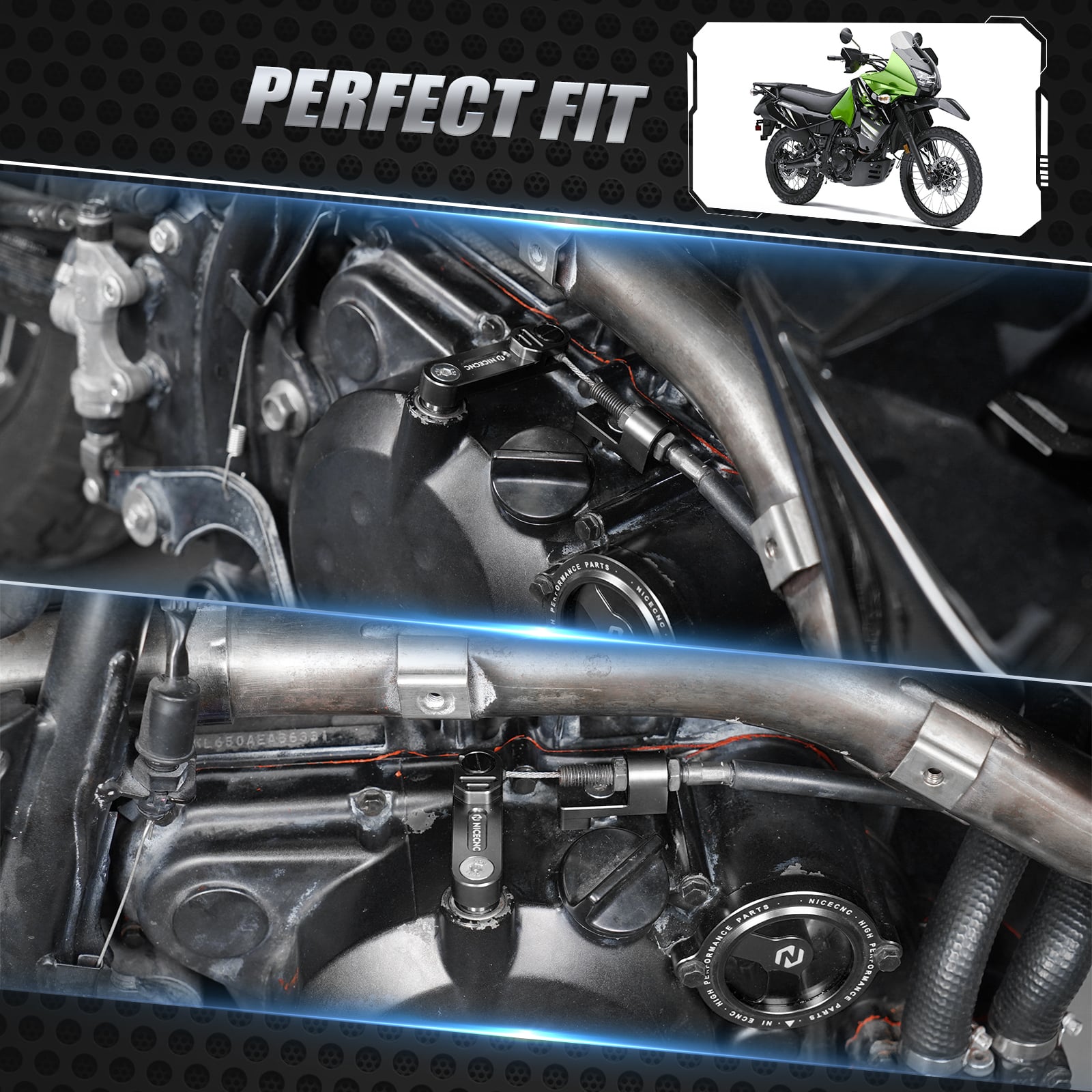One Finger Clutch Arm Lever Easy Pull Cable Arm Kit For Kawasaki KLR650 2008-2024