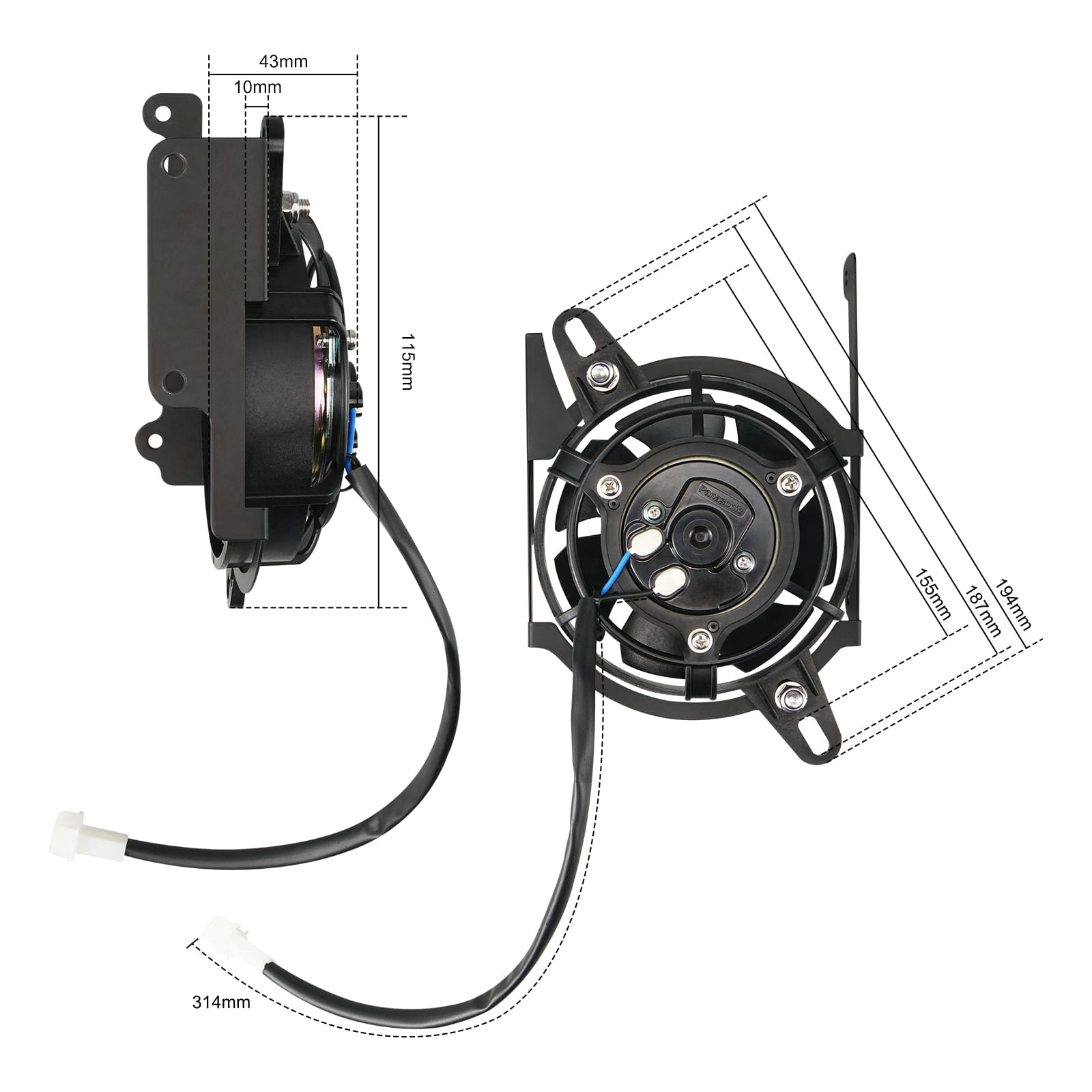 thumbnail image 2 of Low Profile Radiator Cooling Fan For 2024 KTM/Husqvarna/GasGas 2 & 4 Stroke - Replaces VA32-A101-62A, 12V, 210 M³/h Airflow 2 of 13