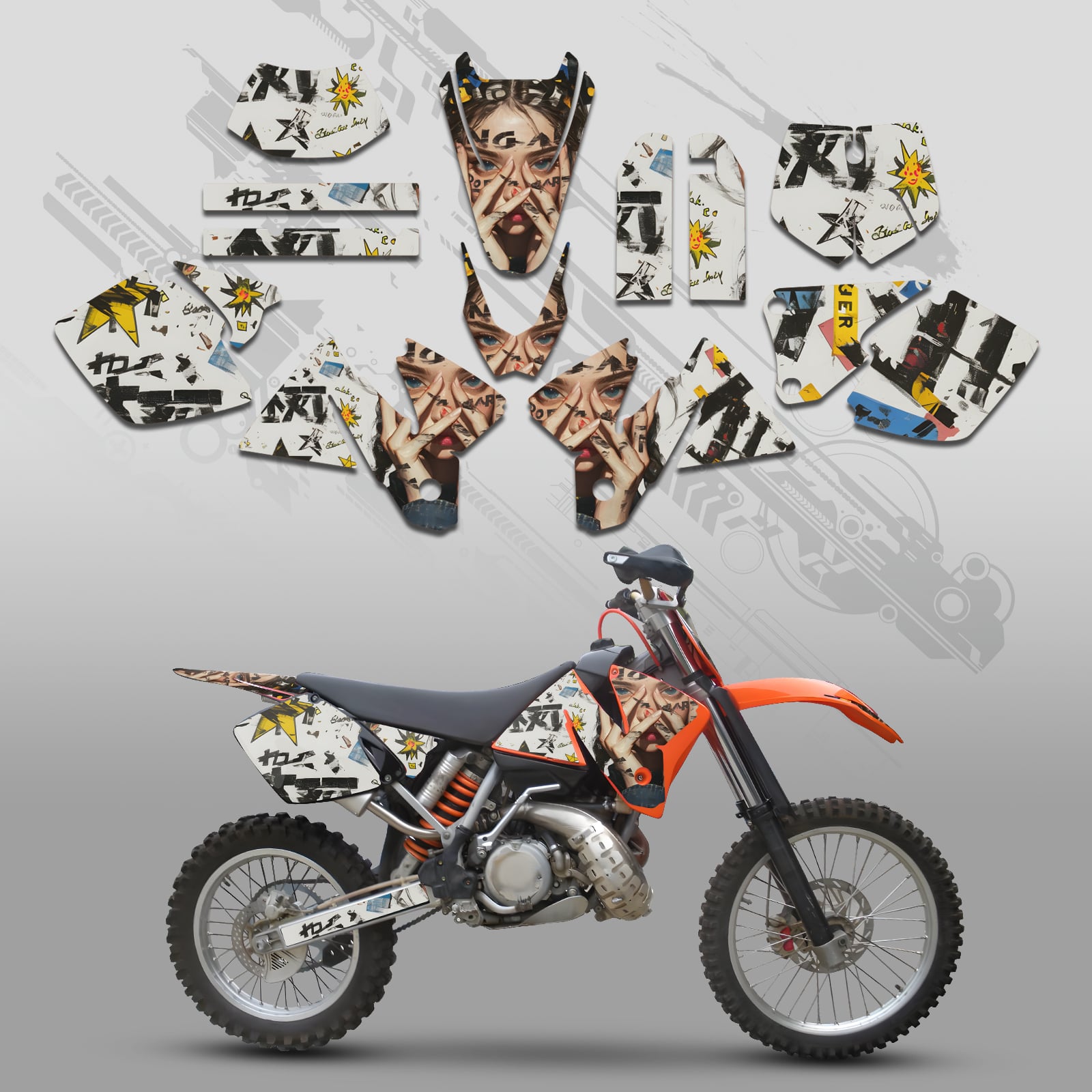 Motorcycle Full Graphics Decals Stickers Set For KTM EXC 1998-2000