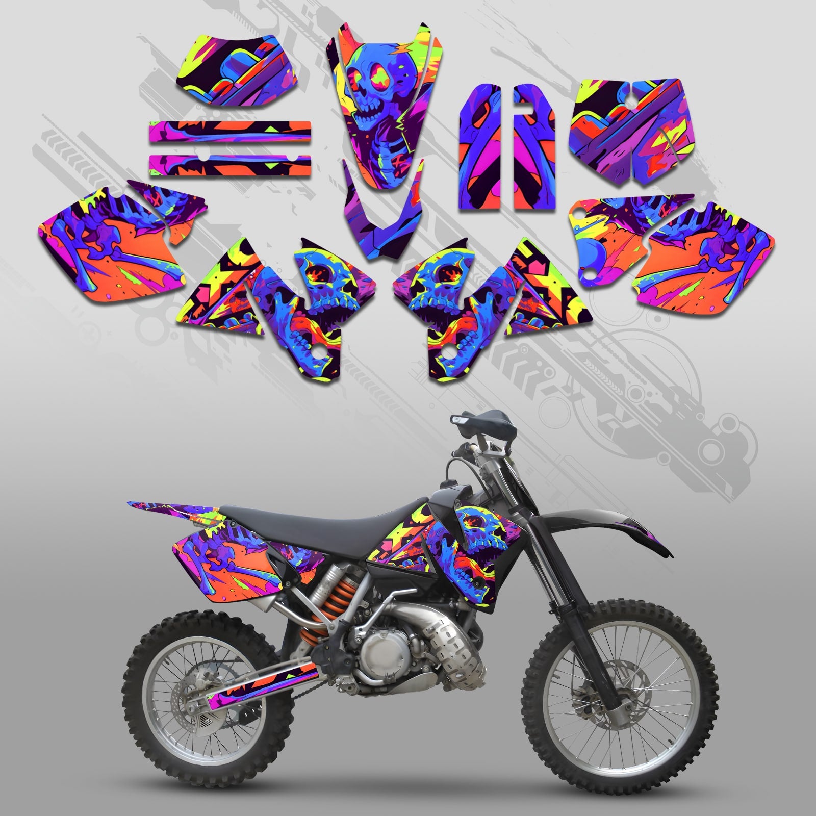 Full Graphics Decals Stickers Set For KTM EXC 1998-2000