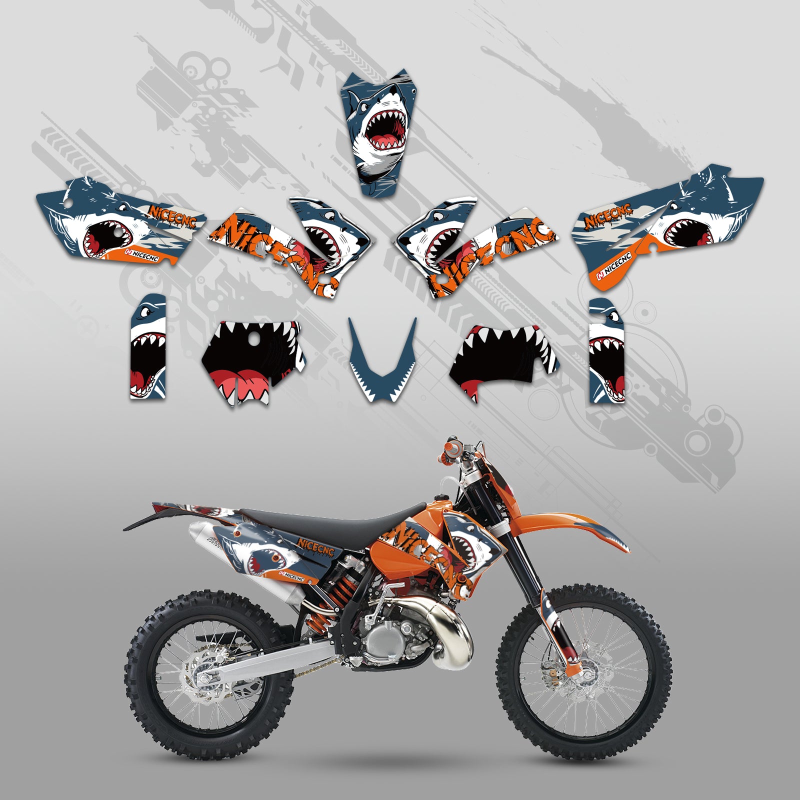Motorcycle Full Graphics Decals Stickers Kit For KTM EXC 2005-2007