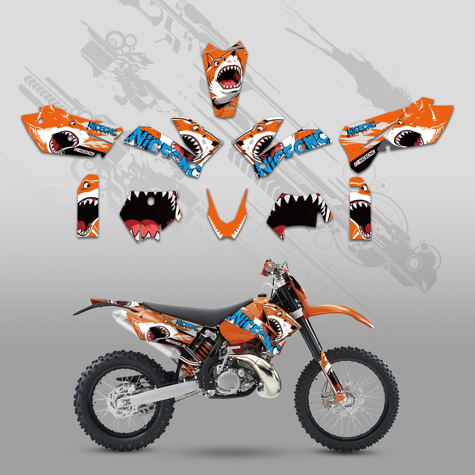 Motorcycle Full Graphics Decals Stickers Kit For KTM EXC 2005-2007