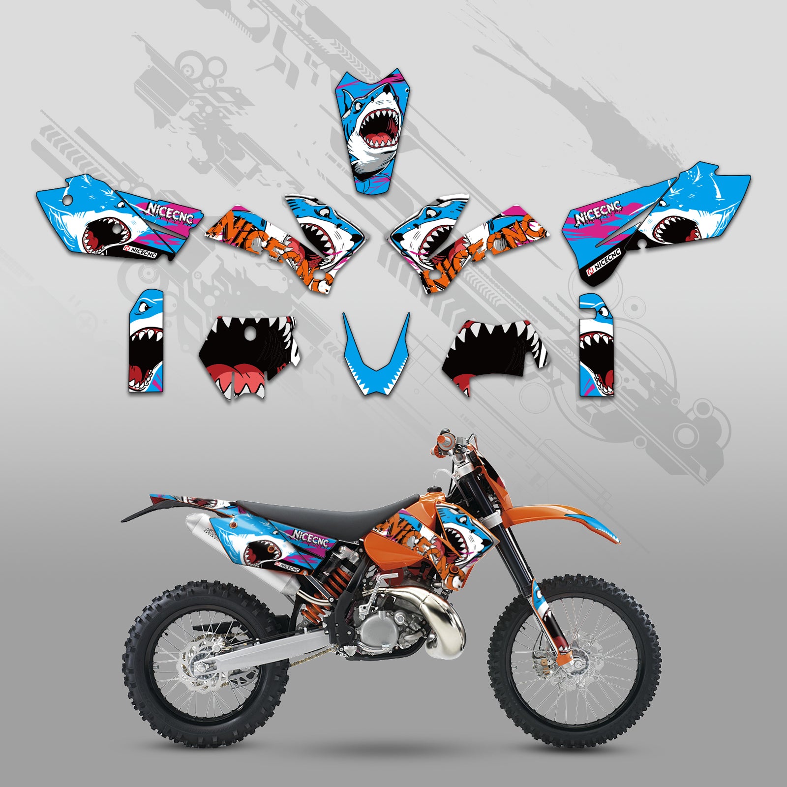 Off-Road Bike Full Graphics Decals Stickers Set For KTM EXC 2005-2007