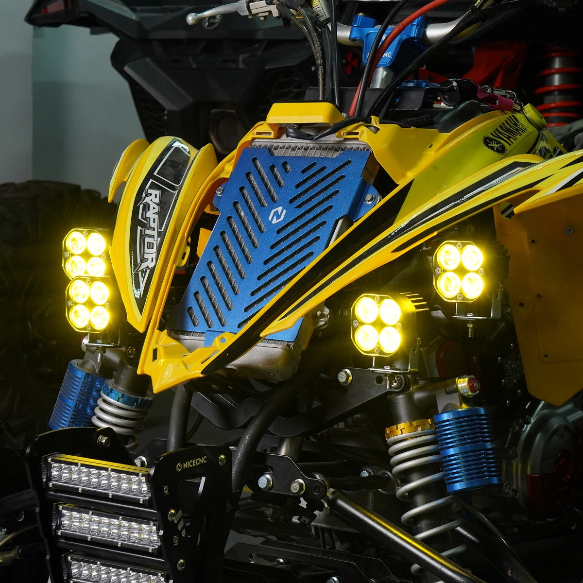 LED Front Work Lights Headlights w/Adjustable Bracket For Yamaha Raptor 700 / 700R