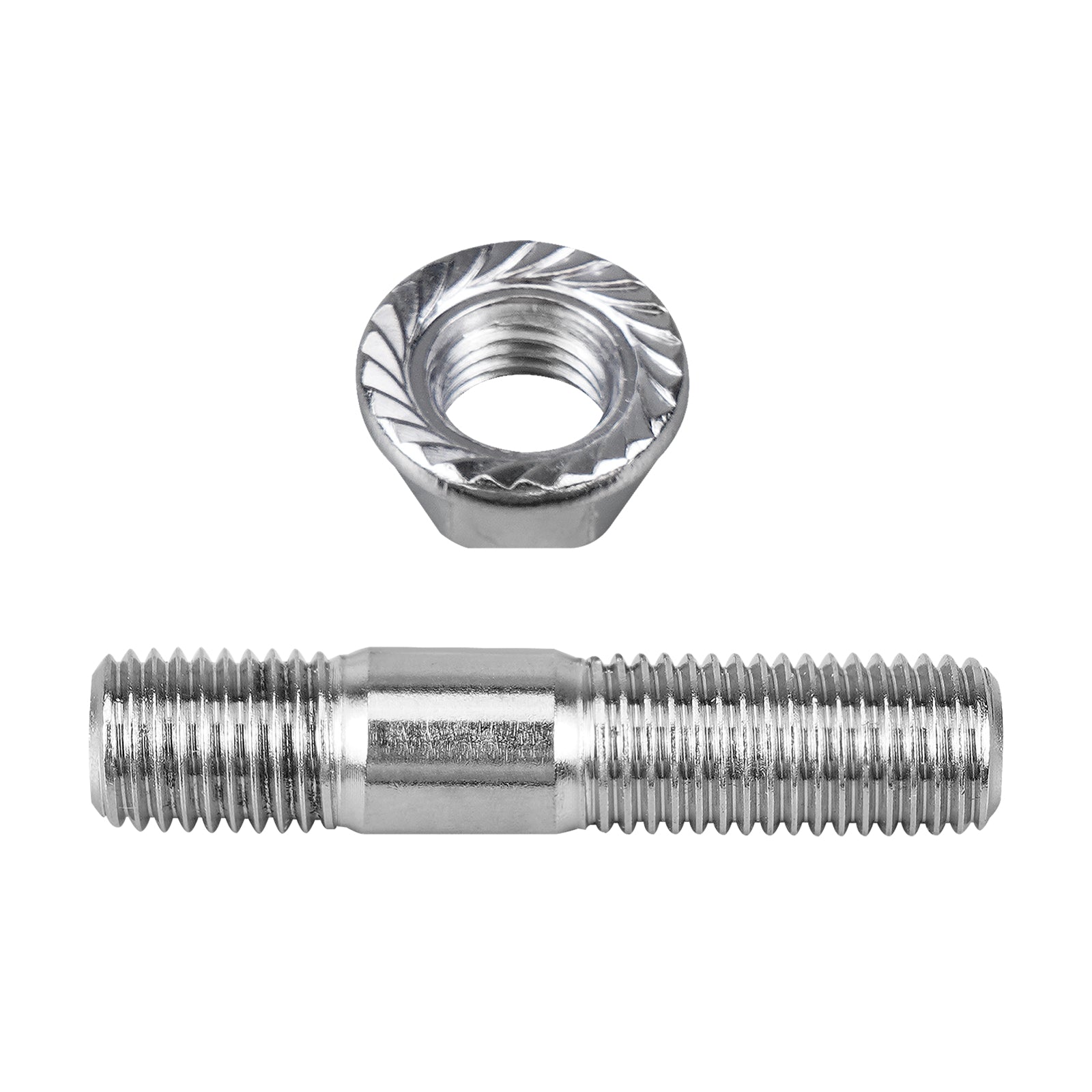 10mm M10x1.25 Stainless Steel Studs & Serrated Nuts Manifold Flange Kit
