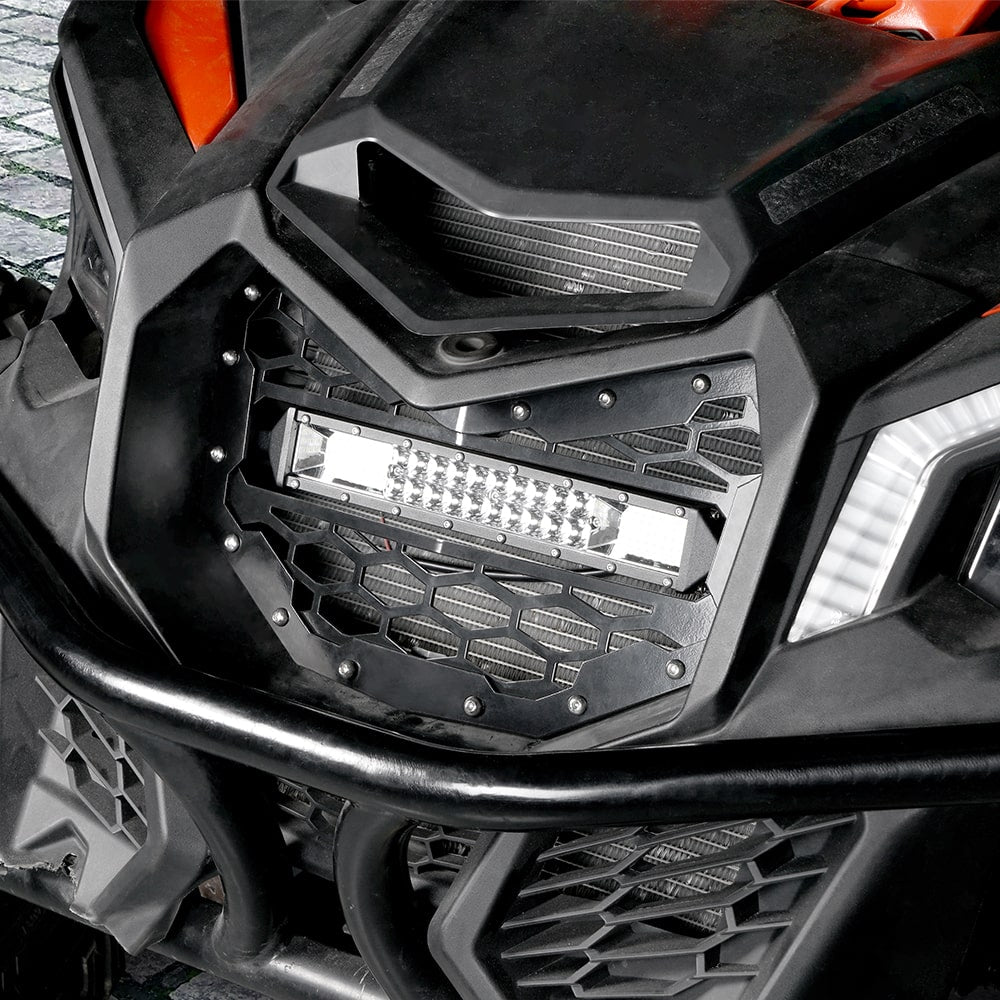 Mesh Grille Guard With 10" LED Light Bar For Can-Am Maverick X3 TURBO 2017-2022