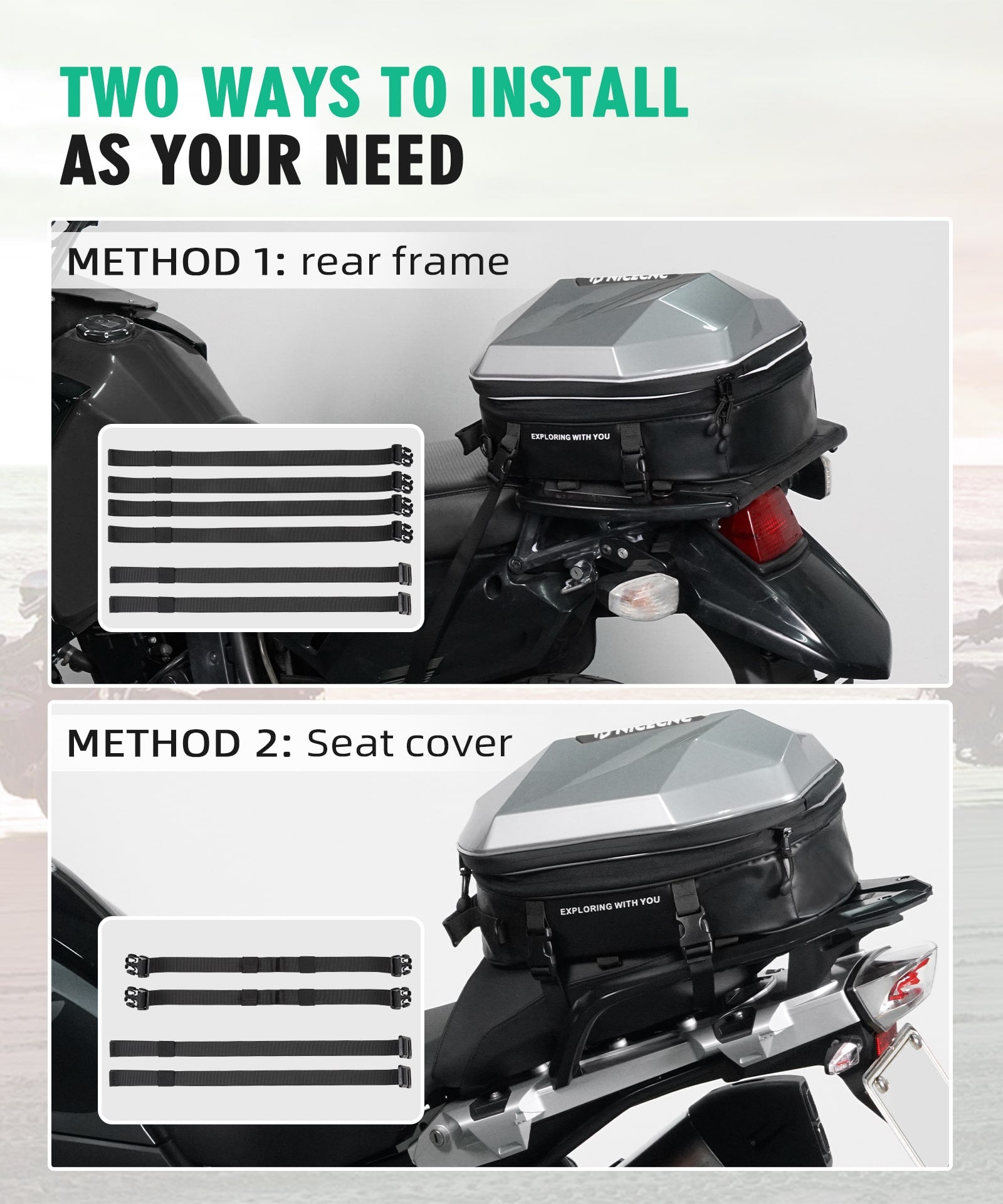Motorcycle Backpack Hardshell 38L Expandable Tail & Helmet Bag