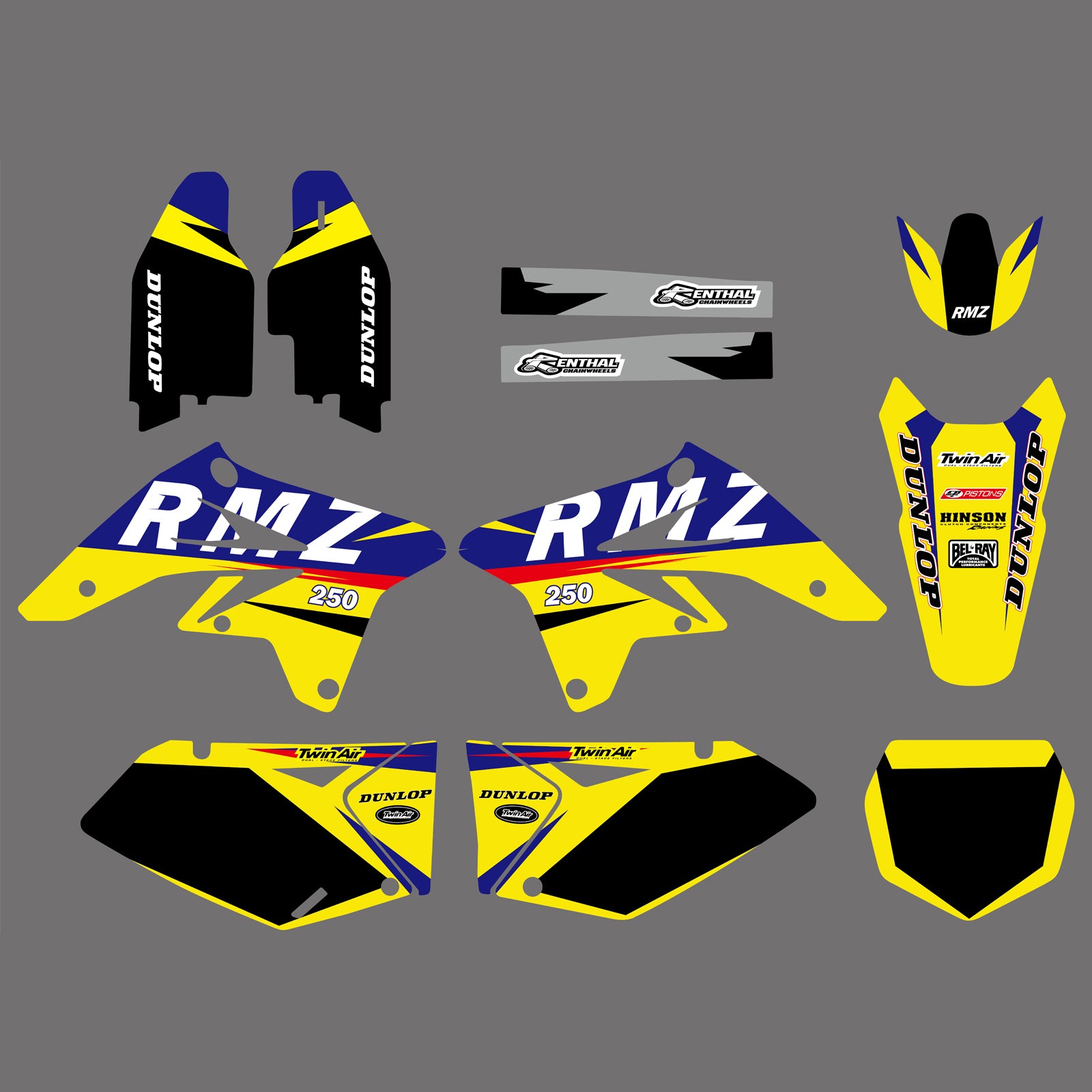 Motorcycle Graphics Backgrounds Decals Stickers for Suzuki RMZ250 07-09