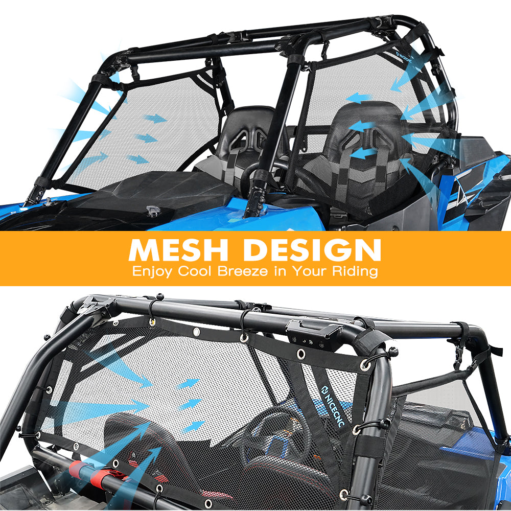 3PCS Window Net Roll Cage Mesh Guard Kit For Polaris RZR 570 1000 XP Turbo
