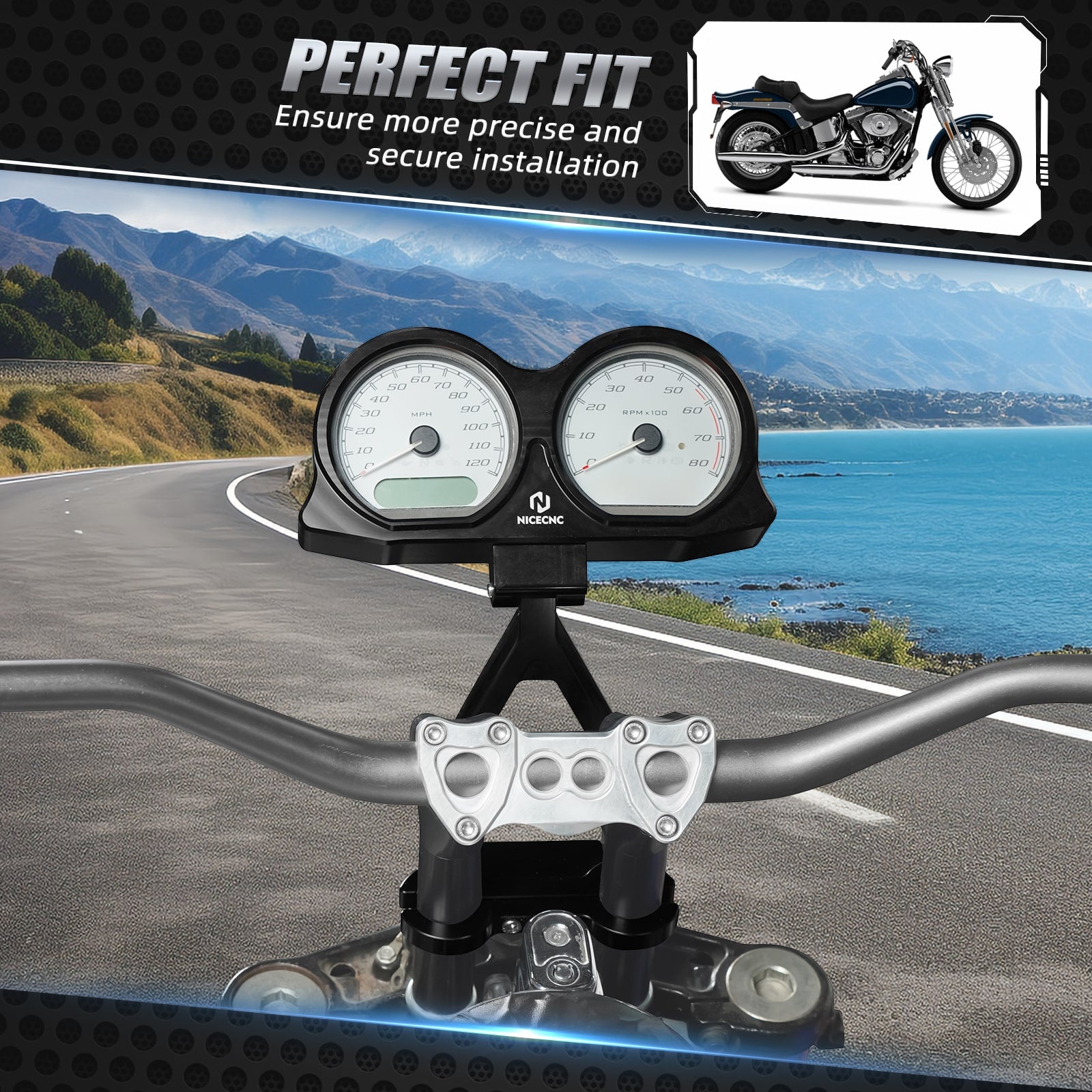 Speedometer Gauges Bezel Relocation Mount Bracket Kit For Harley Road Glide