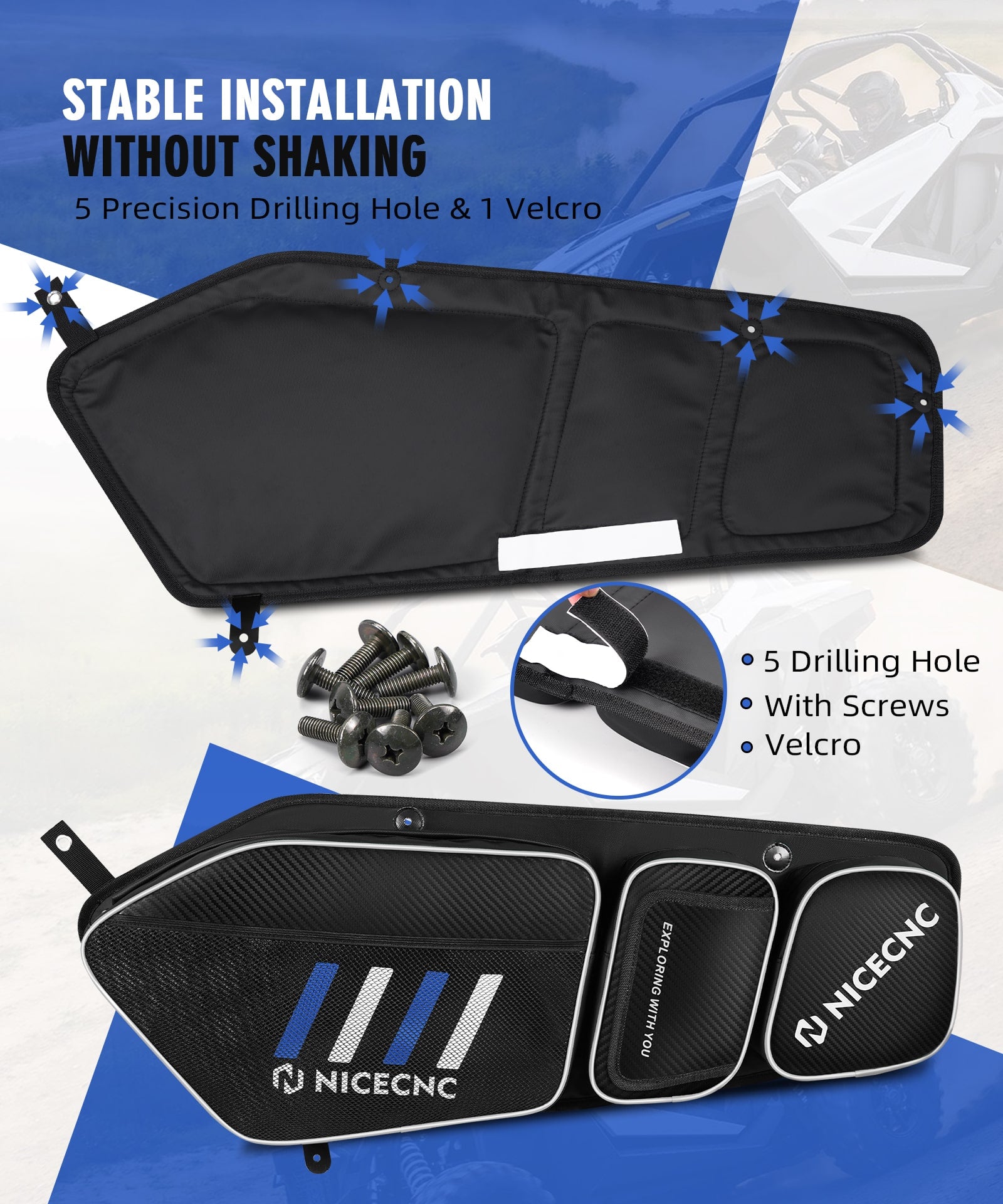 Upgraded Front Door Storage Bags Synthetic 1680D Fbric For Polaris RZR PRO XP/PRO R/TURBO R