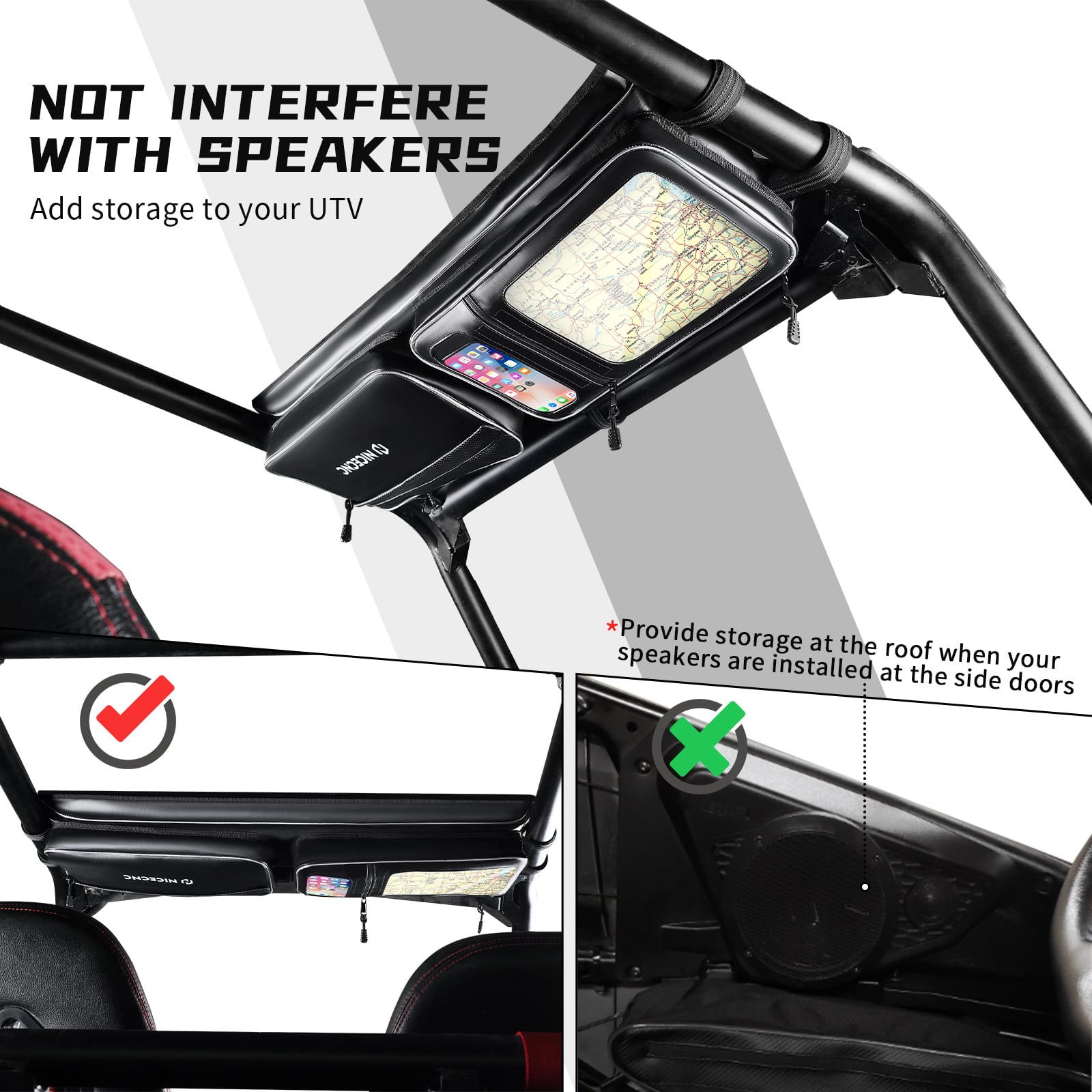 UTV  Overhead Storage Bag For Polaris RZR XP 1000 / XP 4 1000 / Turbo