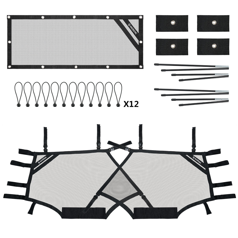 Left + Right UTV Side Window Net Shield Kit Roll Cage Mesh For Polaris RZR XP 1000 2014-2023