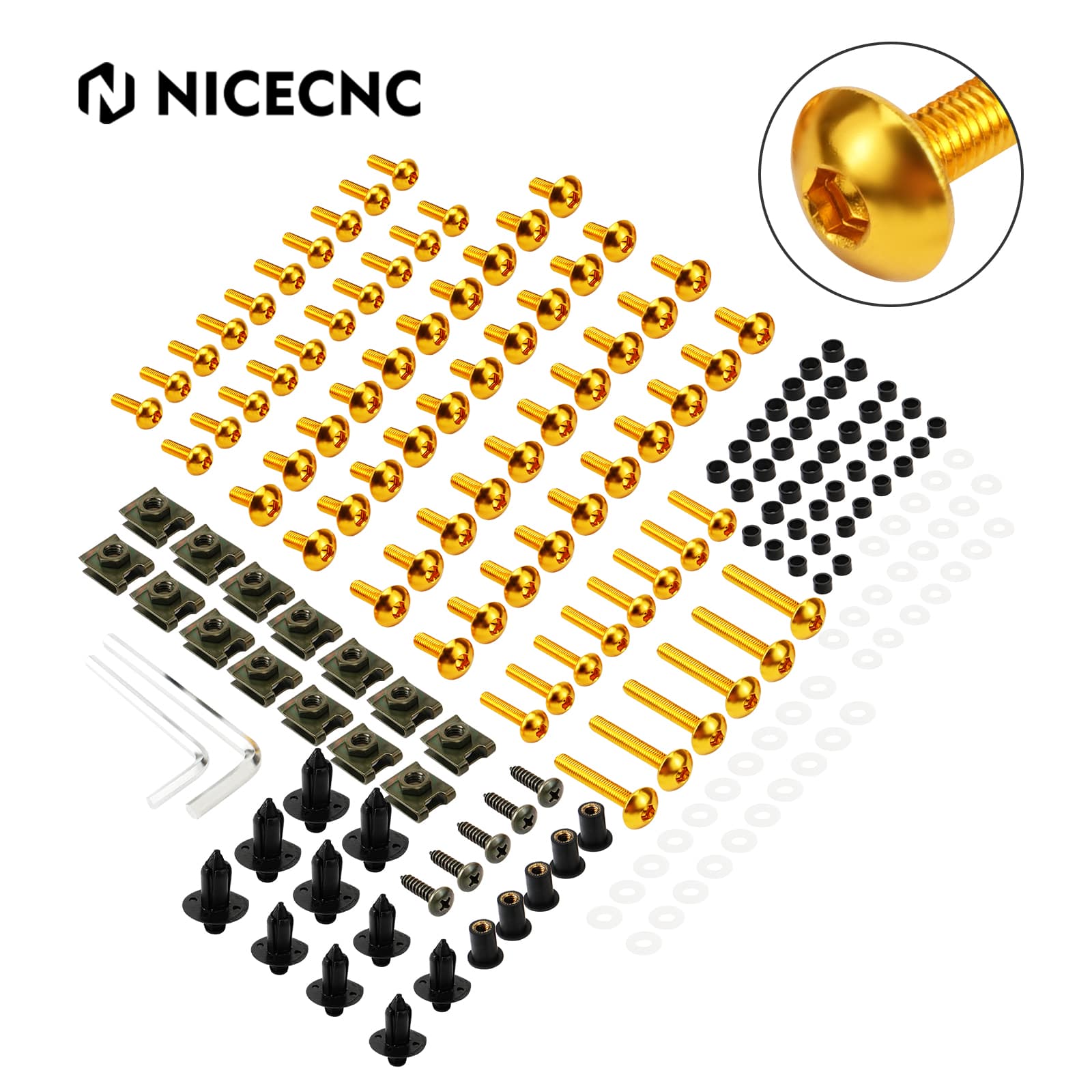 Universal Motorcycle Sportbikes Racing Fairing Bolts Kit Fastener Clips Screws
